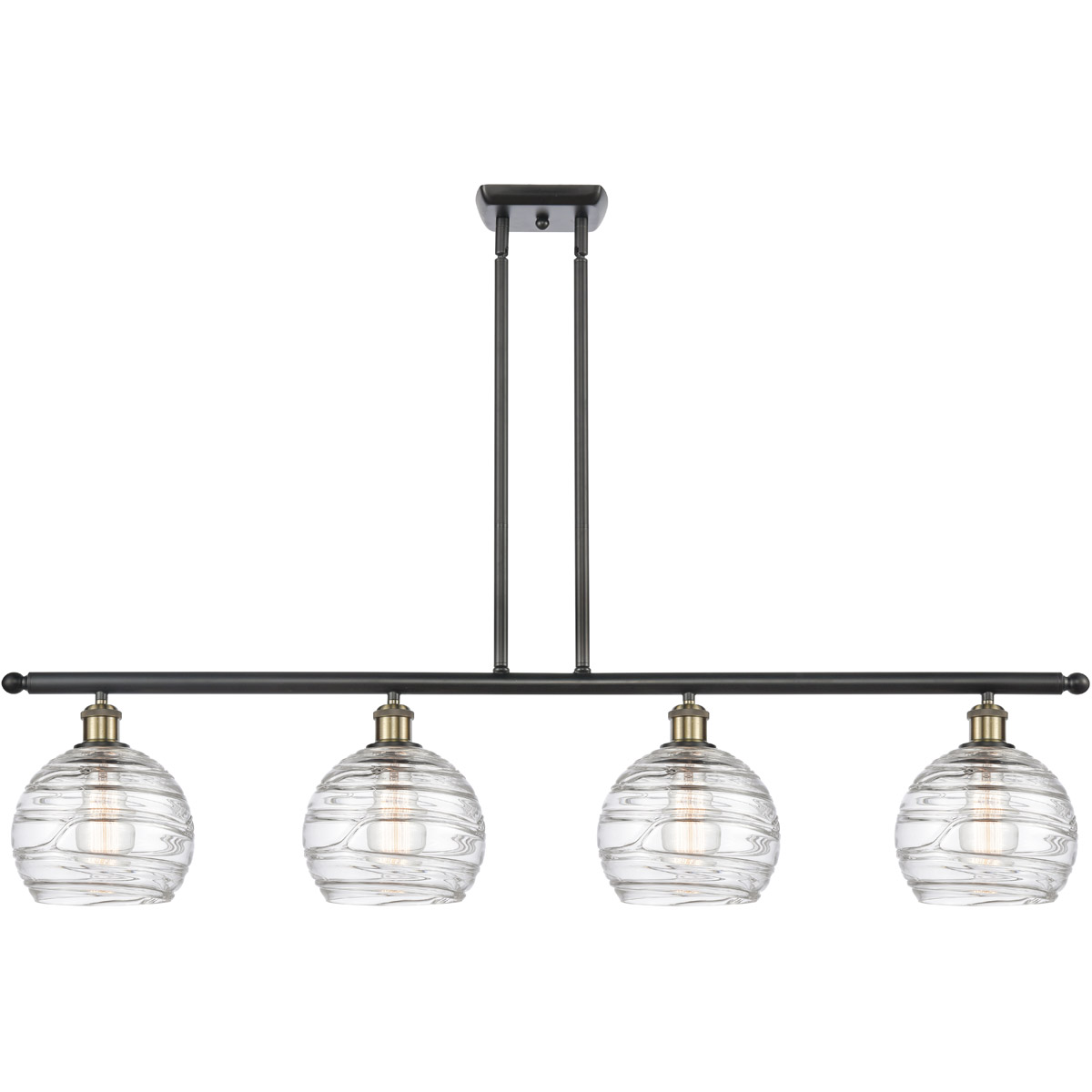 Ballston Deco Swirl 4 Light 48 inch Black Antique Brass Island Light Ceiling Light, Ballston