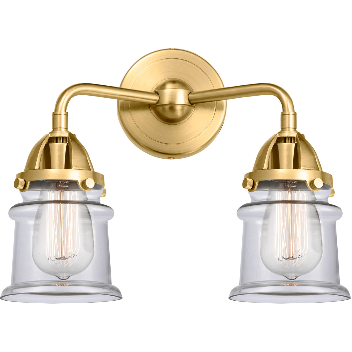 Nouveau 2 Small Canton LED 13.25 inch Satin Gold Bath Vanity Light Wall Light in Clear Glass