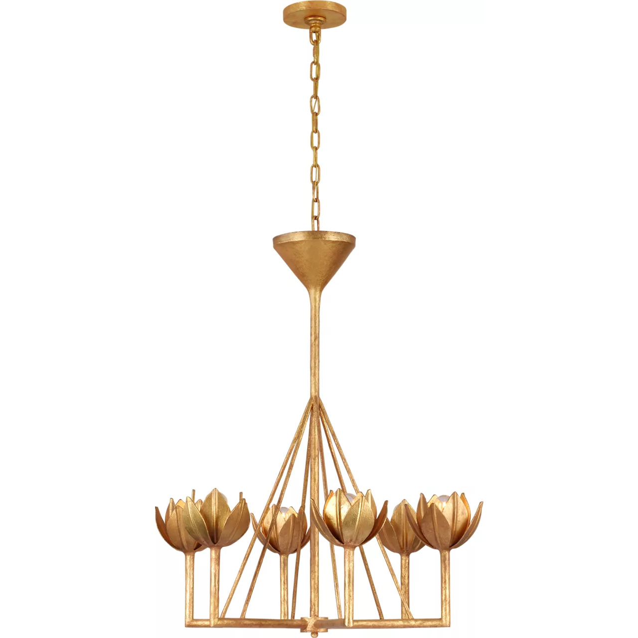 Julie Neill Alberto 6 Light 30 inch Antique Gold Leaf Single Tier Chandelier Ceiling Light, Small