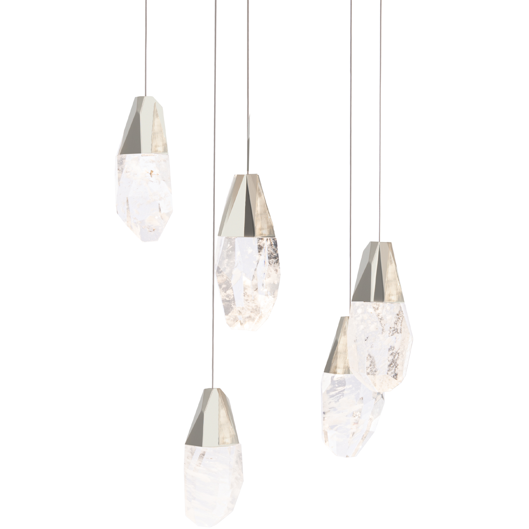 Beyond Martini LED 17 inch Polished Nickel Multi-Light Pendant Ceiling Light in Optic Haze, Beyond