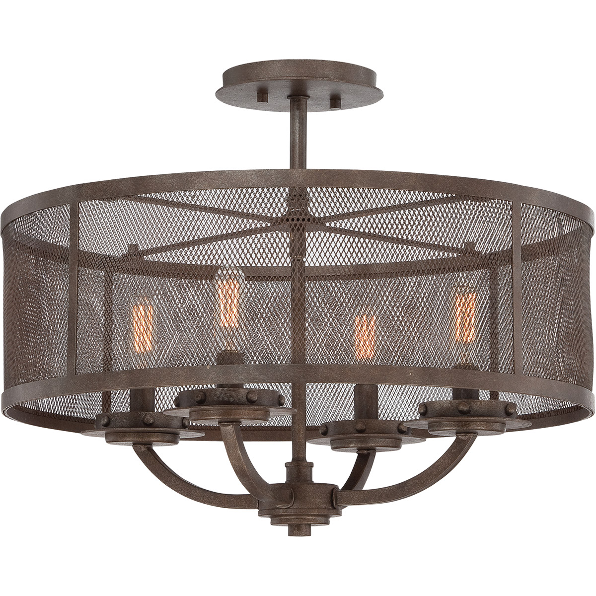 Nouvel 4 Light 20 inch Galaxy Bronze Semi-Flush Ceiling Light, Convertible