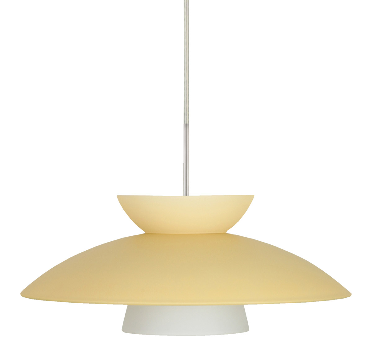 Trilo 15 1 Light Satin Nickel Pendant Ceiling Light in Incandescent, Champagne Glass
