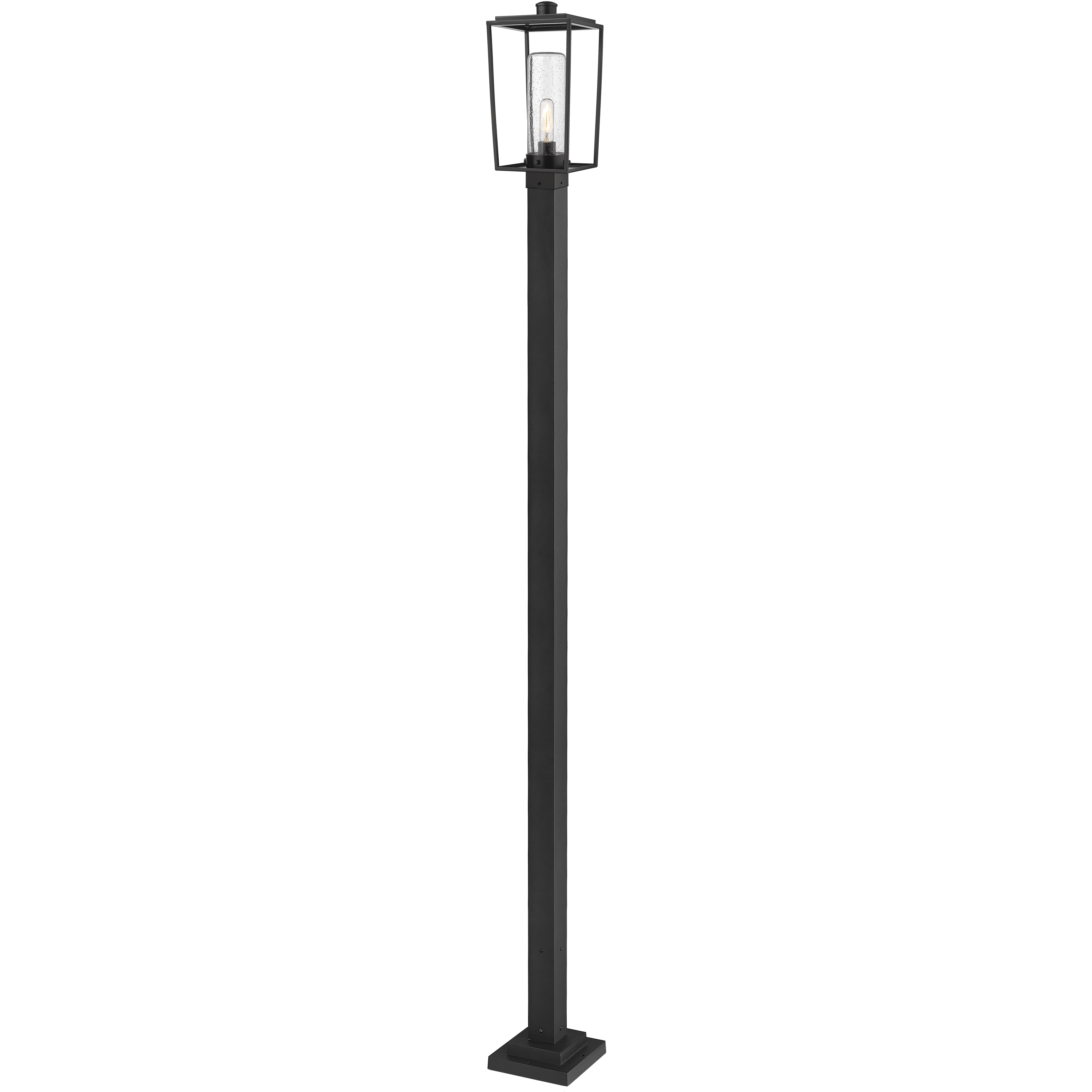 Sheridan 1 Light 111.25 inch Black Outdoor Post Mounted Fixture in Seedy Glass