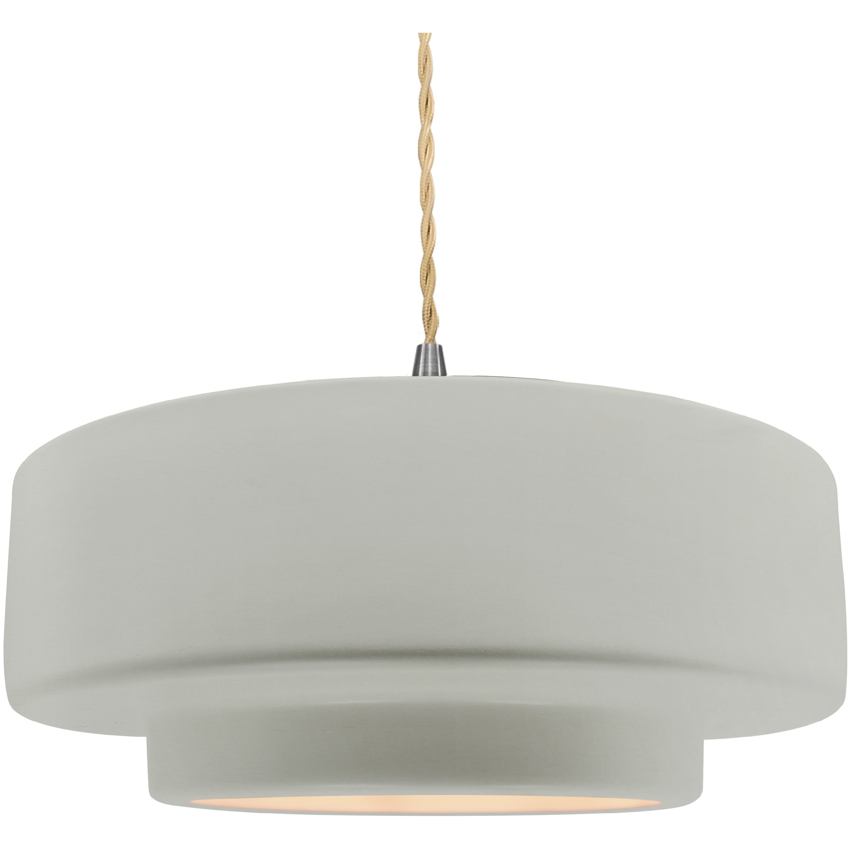 Radiance Collection - Tier 1 Light 16.25 inch Bisque and Brushed Nickel Pendant Ceiling Light in Replaceable Bulb, Beige Twist Cord, 16.25W x 6H, Form+Finish+Function