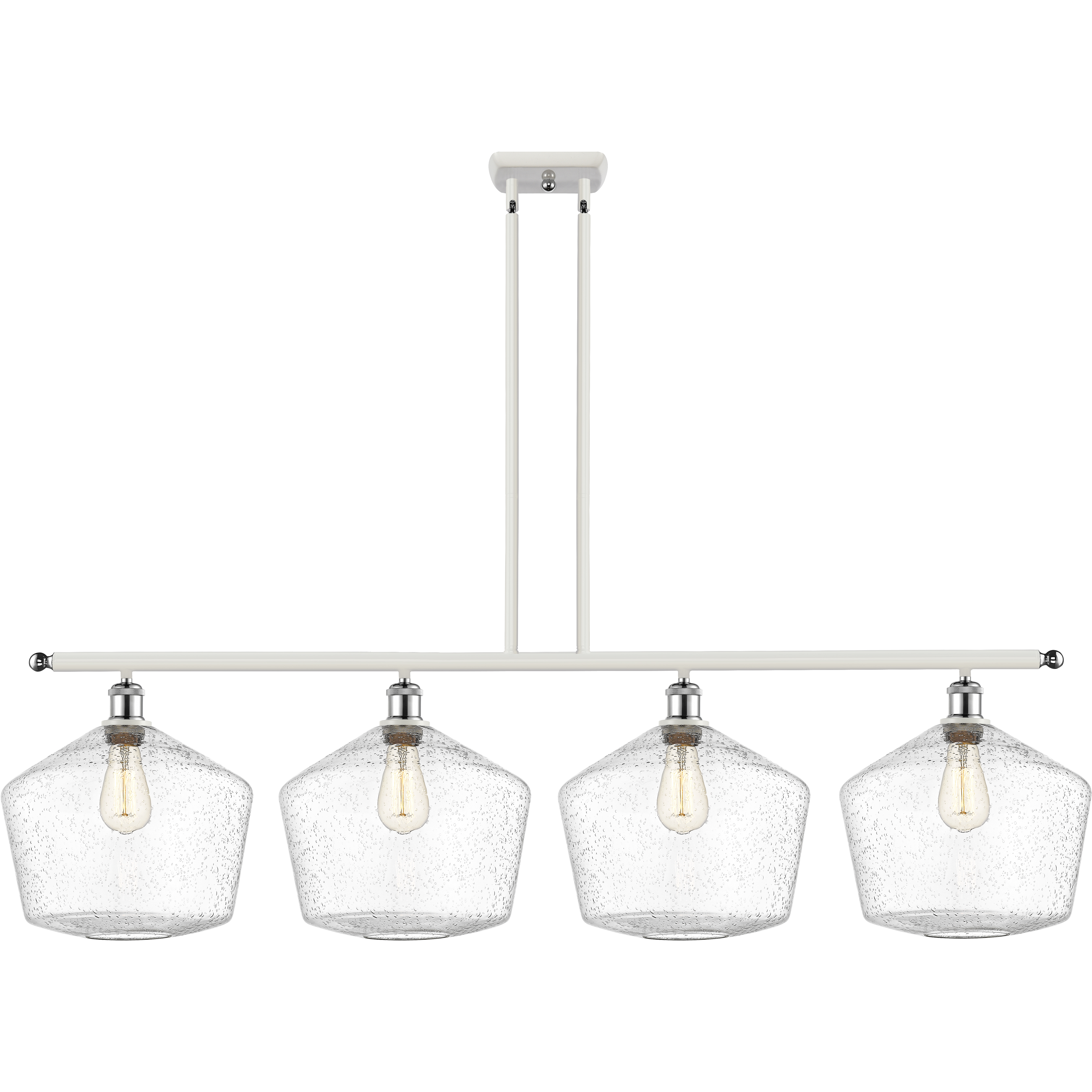Ballston Cindyrella LED 50 inch White and Polished Chrome Island Light Ceiling Light in Seedy Glass
