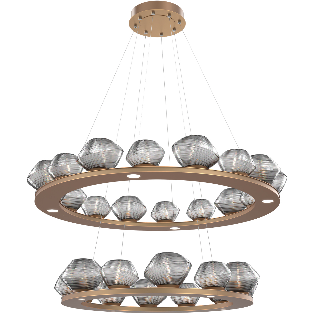 Mesa LED Novel Brass Chandelier Ceiling Light, Two-Tier Ring