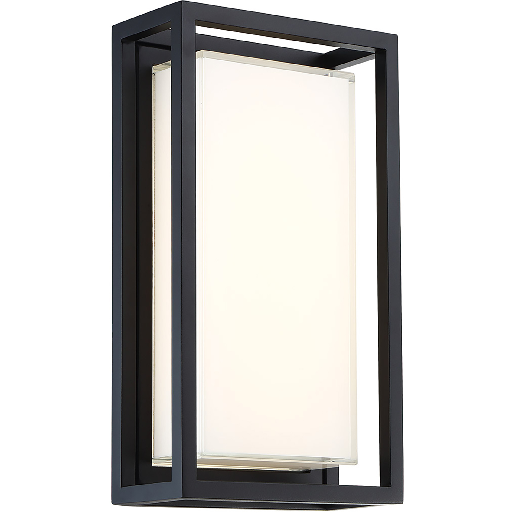 Framed LED 8 inch Black Outdoor Wall Light in 14in.