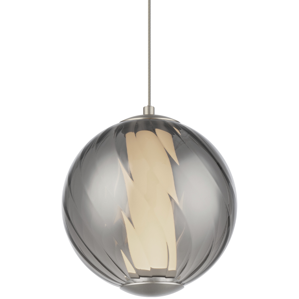Swirly LED 5.9 inch Smoke Glass and Brushed Nickel Mini-Pendant Ceiling Light in 2700K