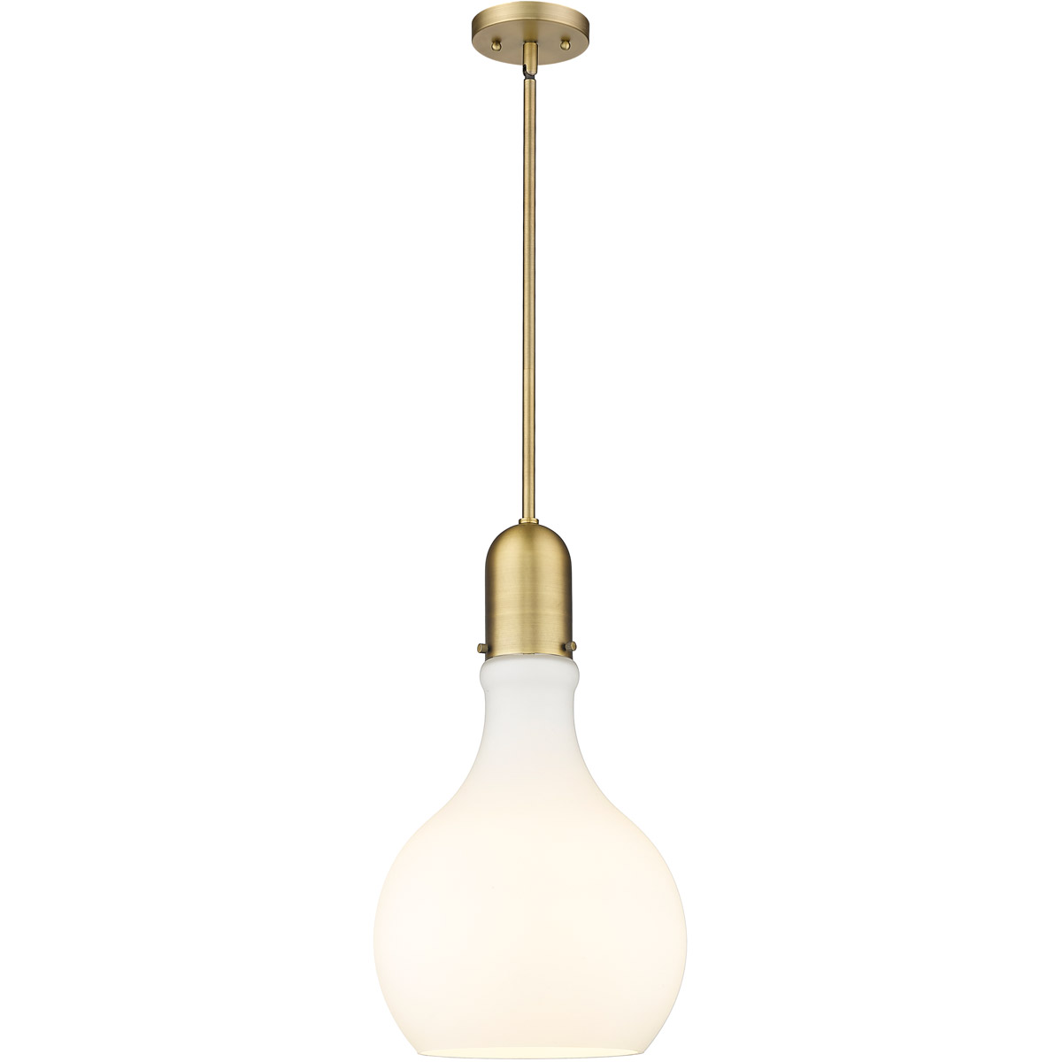 Amherst LED 11.75 inch Brushed Brass Mini Pendant Ceiling Light in Matte White Glass