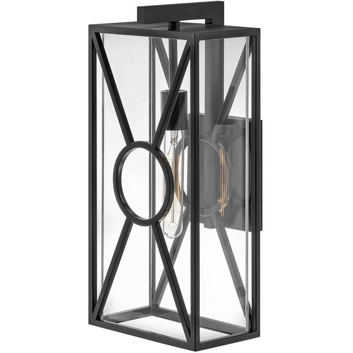 Coastal Elements Brixton Outdoor Wall Mount Lantern in Black, Medium