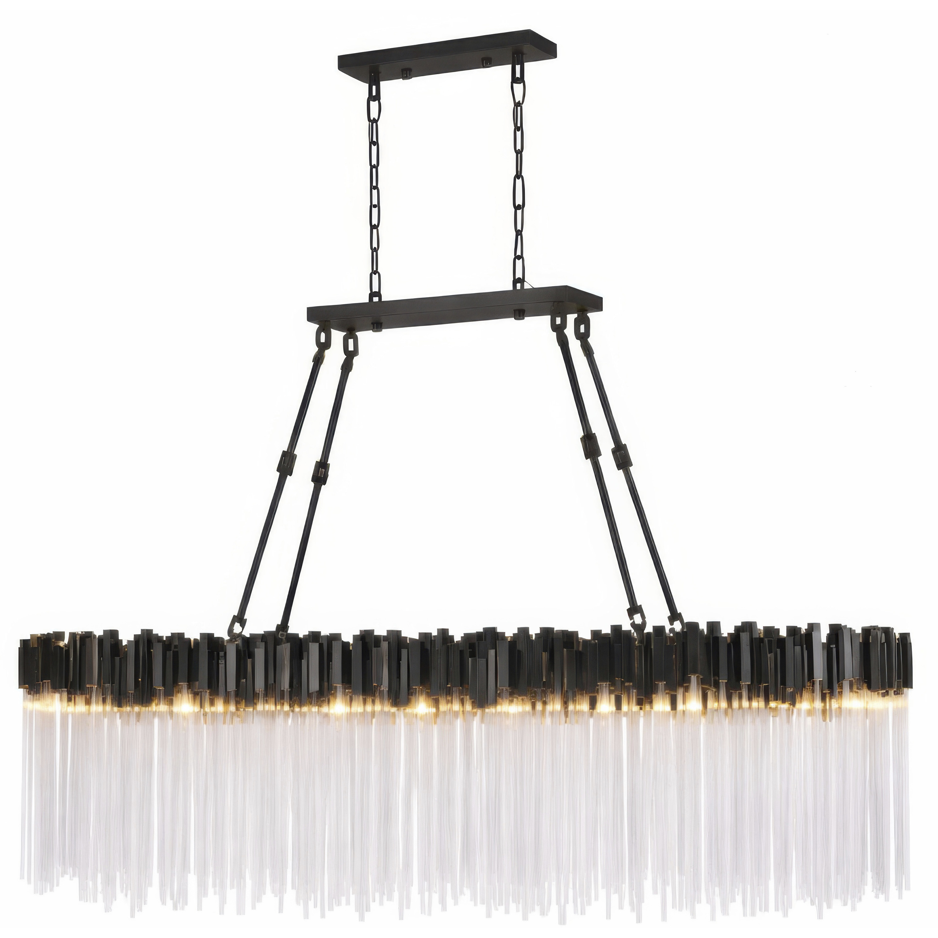 Matrix 10 Light 60 inch Matte Black and French Gold Linear Pendant Ceiling Light