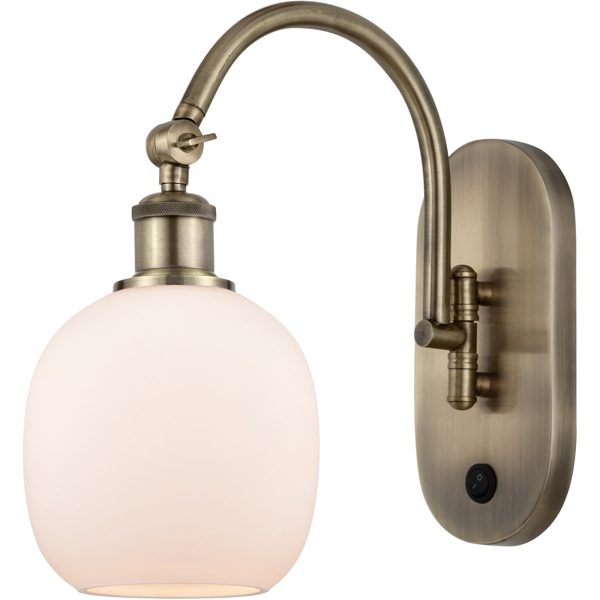 Ballston Belfast LED 6 inch Antique Brass Sconce Wall Light in Matte White Glass