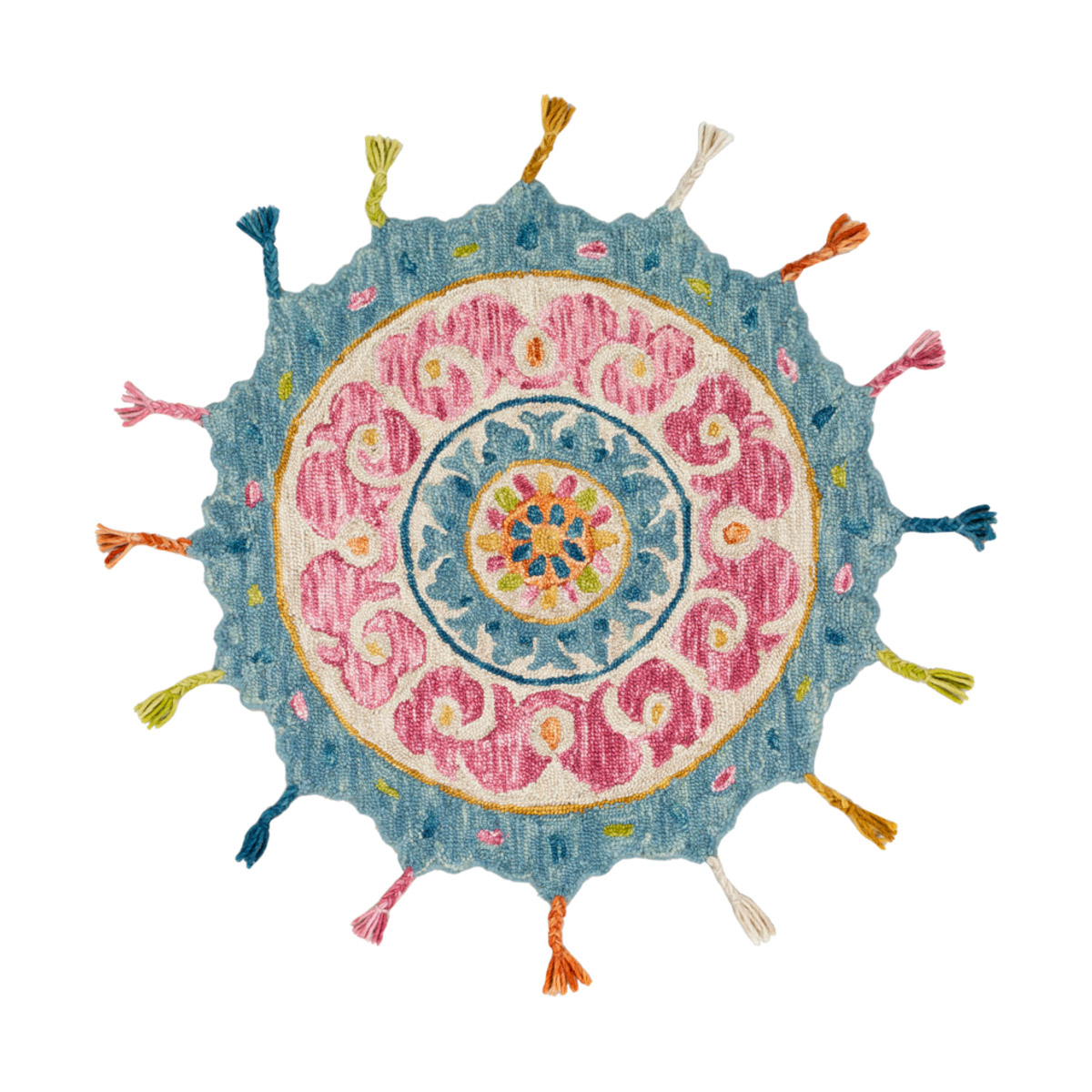 Bonifate 36 X 36 inch Rose/Lime/Khaki/Burnt Orange/Mustard/Aqua Rugs, Round