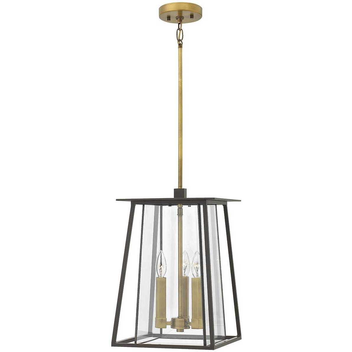 Walker 3 Light 11.5 inch Buckeye Bronze with Heritage Brass Outdoor Hanging Lantern in Non-LED