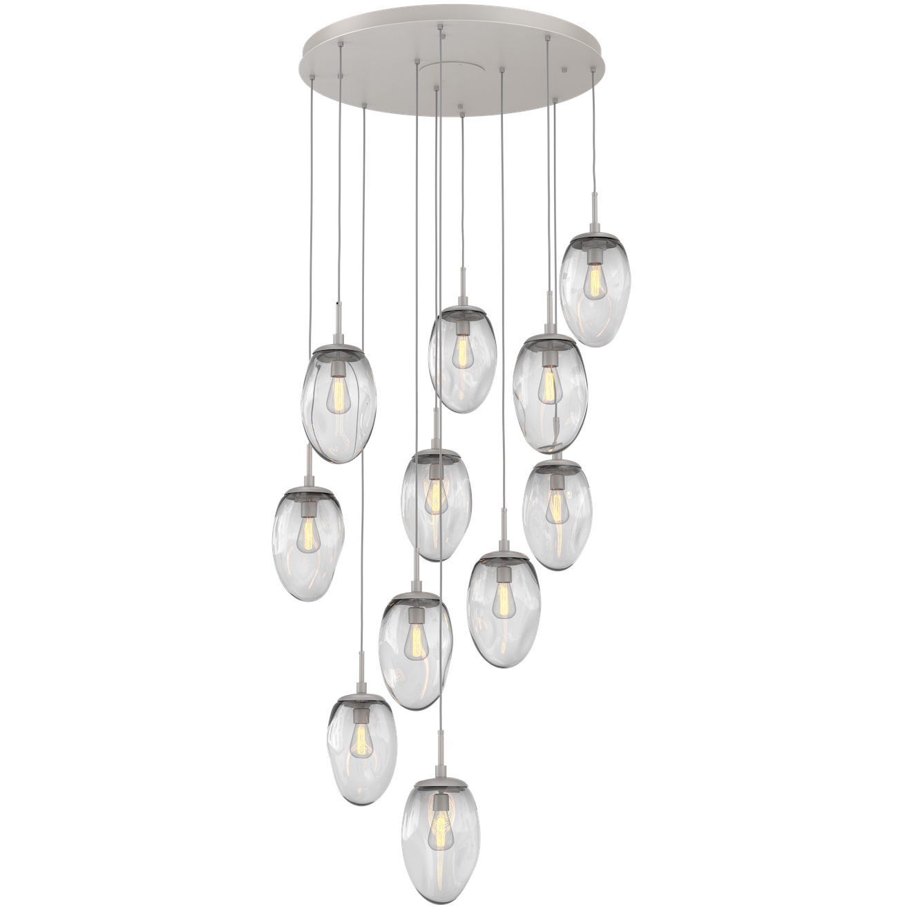 Meteo Incandescent 11 Light Beige Silver Chandelier Ceiling Light, Round Multi-Port