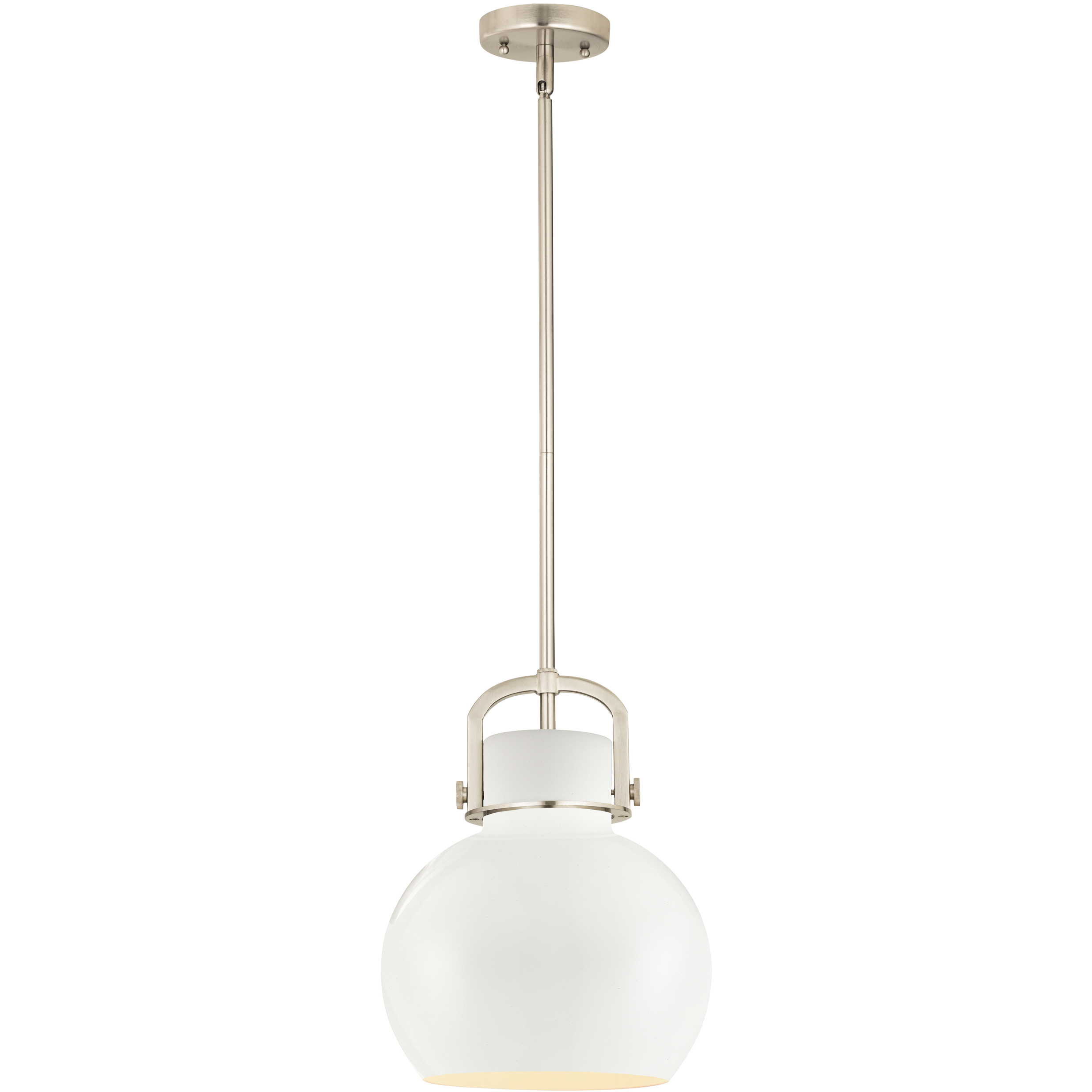 Newton Sphere 1 Light 10 inch Satin Nickel Stem Hung Pendant Ceiling Light