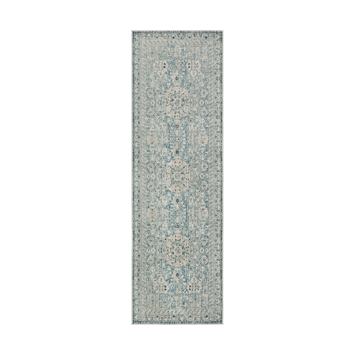 Isaac 94 X 30 inch Medium Gray/Ivory/Teal/Navy Rugs, Runner