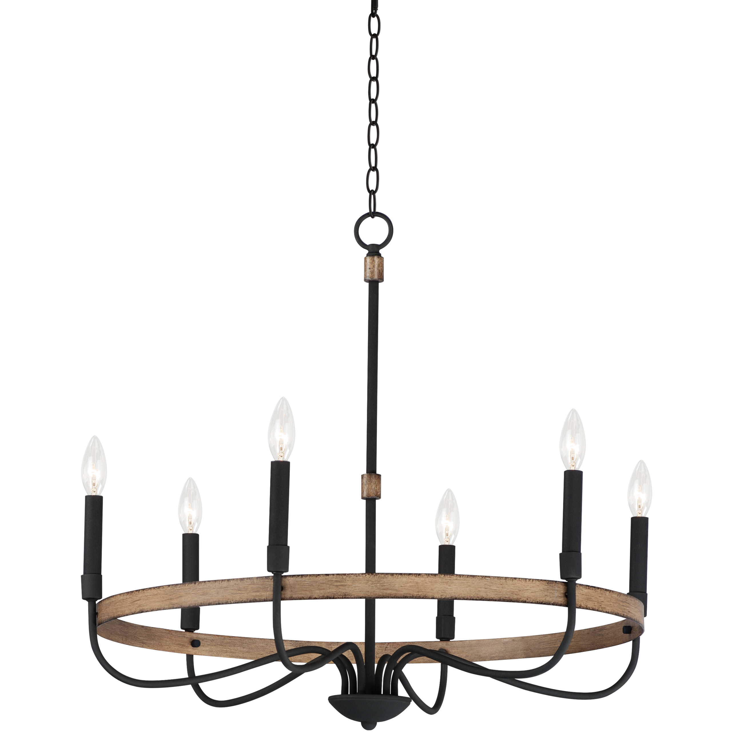 Franklin 6 Light 28.5 inch Driftwood and Black Chandelier Ceiling Light