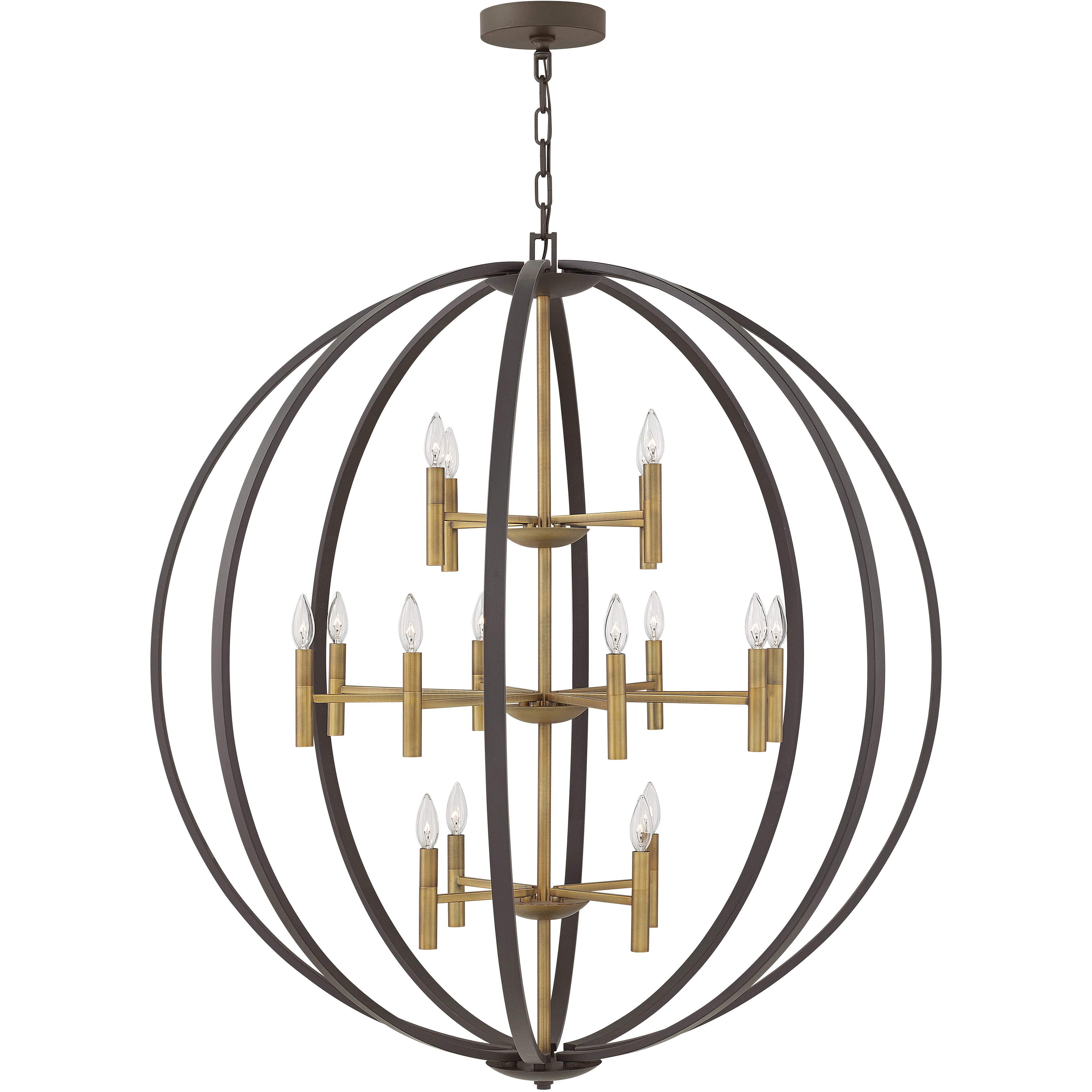 Euclid 16 Light 44 inch Spanish Bronze with Heirloom Brass Indoor Chandelier Ceiling Light