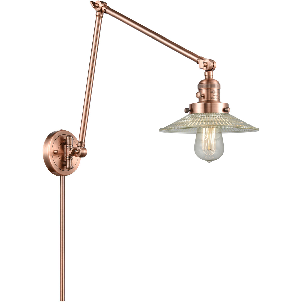 Halophane 30 inch 60.00 watt Antique Copper Swing Arm Wall Light, Franklin Restoration