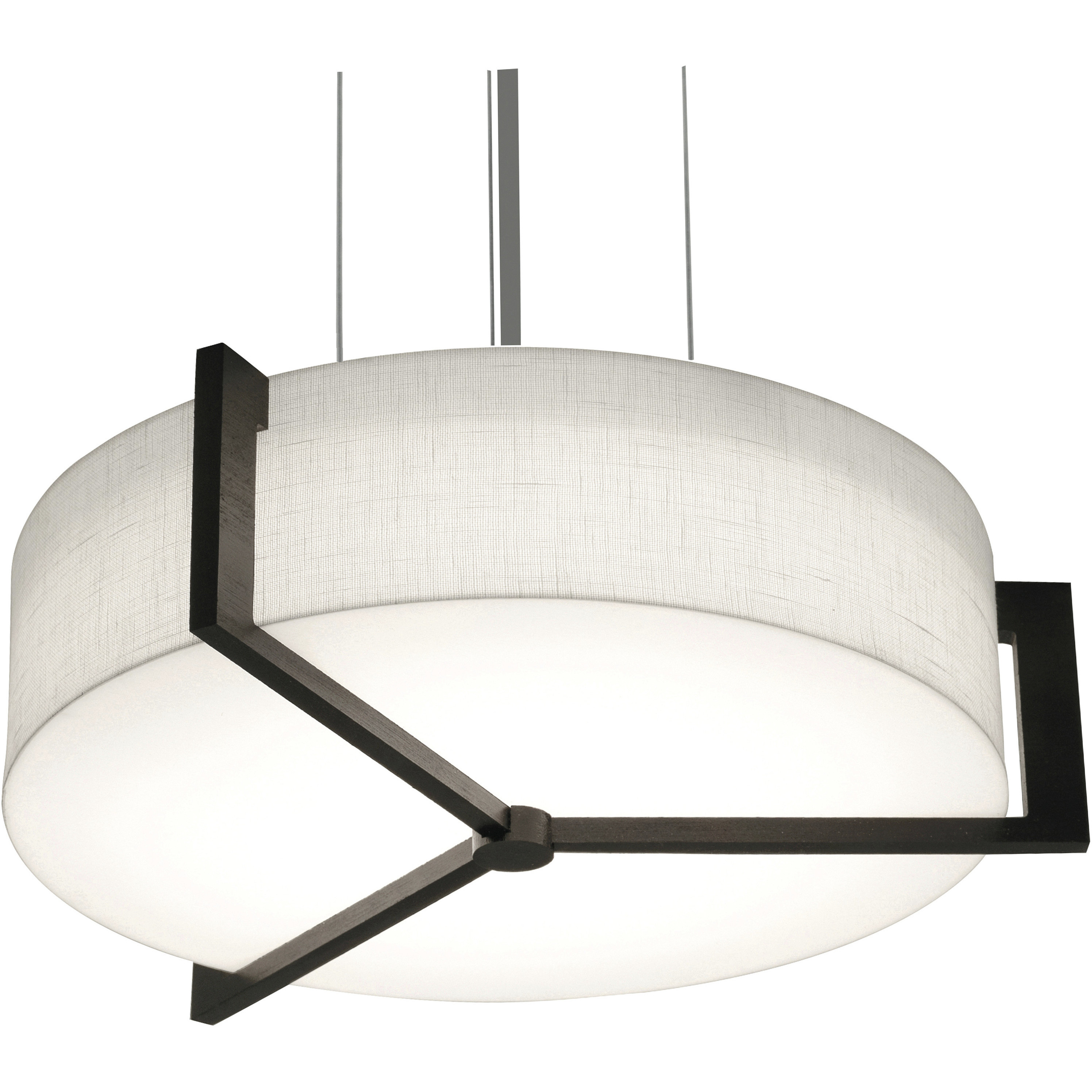 Apex 2 Light 14.25 inch Satin Nickel Pendant Ceiling Light in Linen White and Espresso