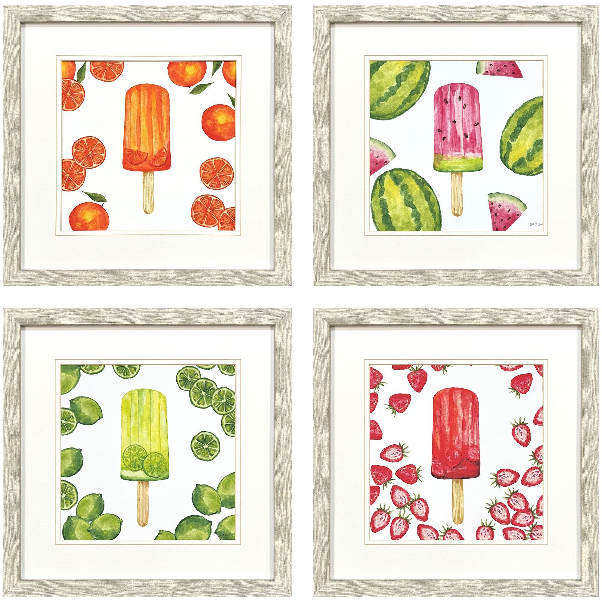 Fruity Popsicles Multi and White and Red and Orange Framed Art, Propac