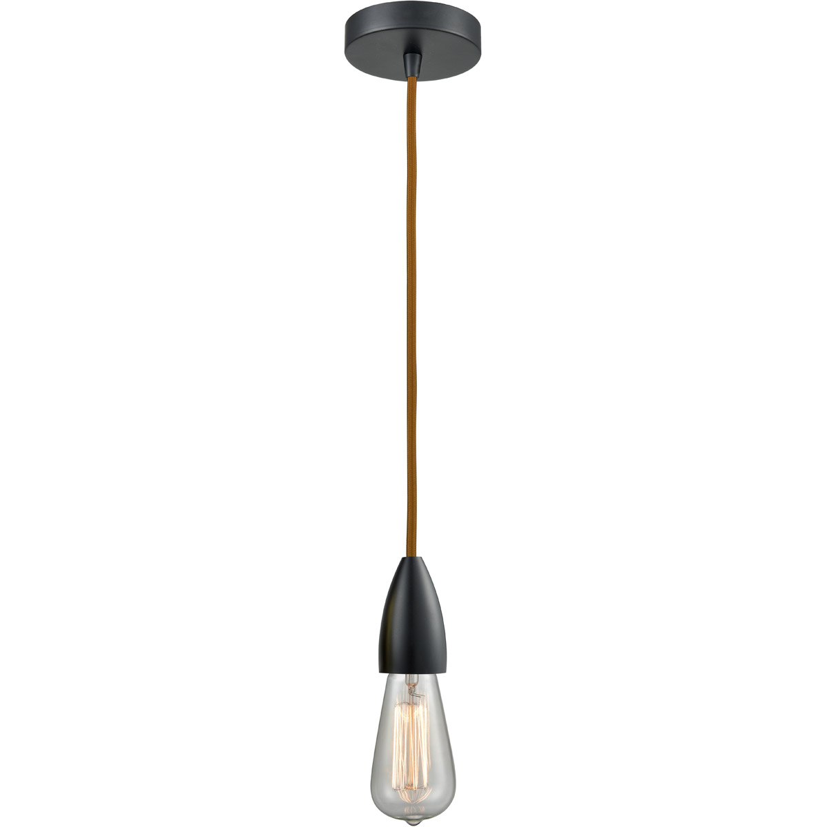 Fairchild Bare Bulb 1 Light 2 inch Matte Black Mini Pendant Ceiling Light in Copper, Fairchild