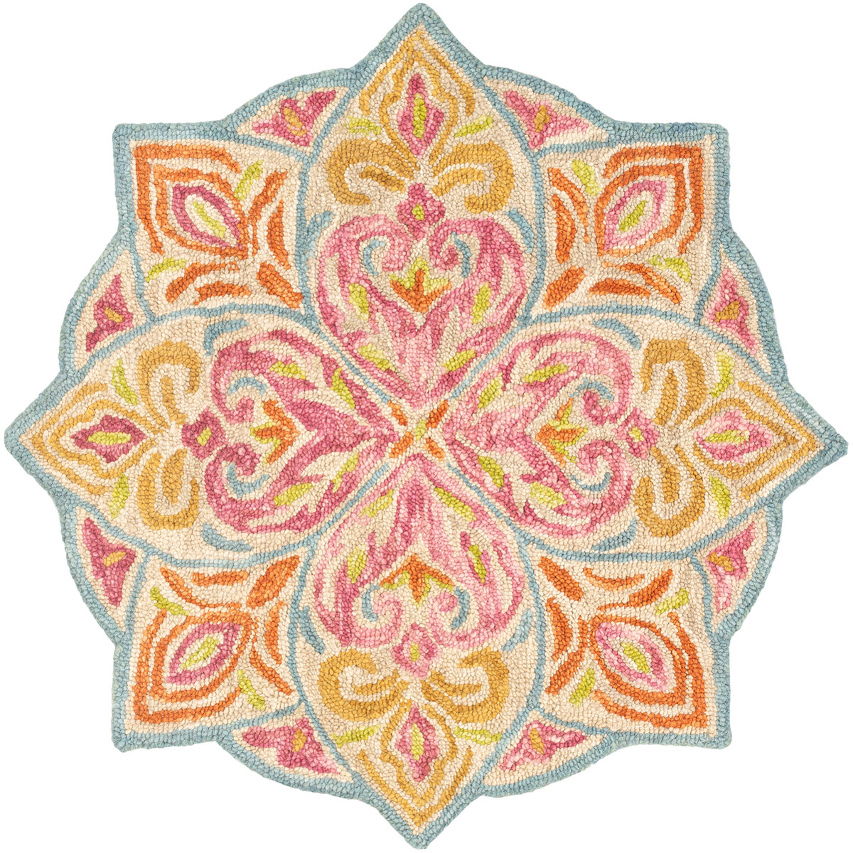 Bonifate 36 X 36 inch Rose/Lime/Khaki/Burnt Orange/Mustard/Aqua Rugs, Round