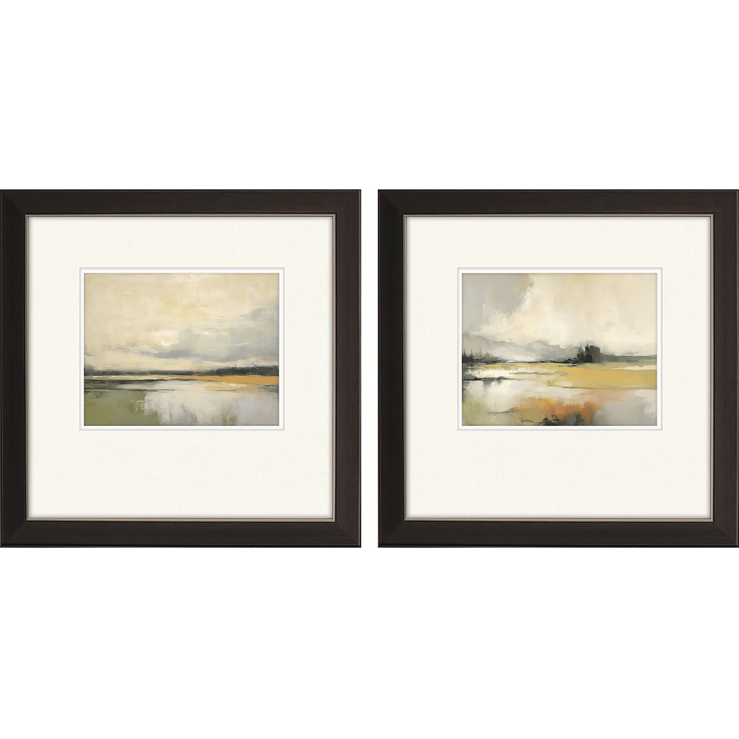 Silent Landscape Blue and Orange and White and Green Framed Art, Propac