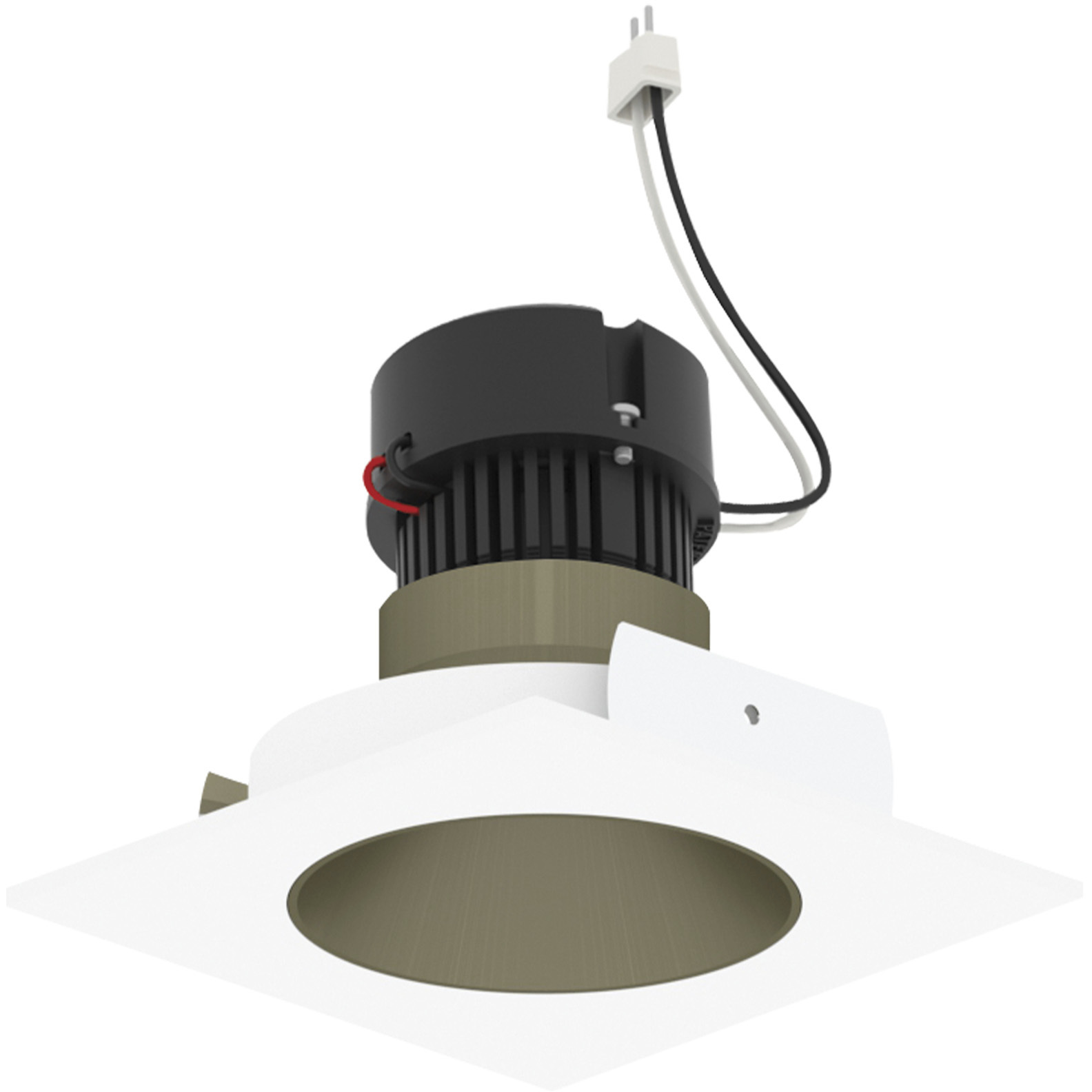 Pearl Champagne Haze Reflector / Bright White Flange LED Square Retrofit Reflector with Round Aperture in 3500K, Champagne Haze / Bright White, 4" Retrofit