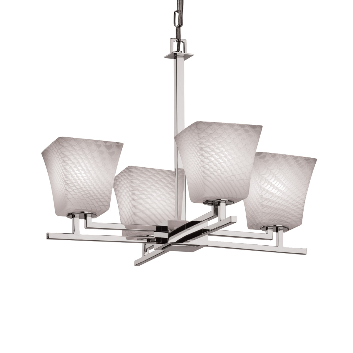 Fusion 4 Light 23 inch Brushed Nickel Chandelier Ceiling Light in 2800 Lm LED, Square Flared, Mercury Fusion