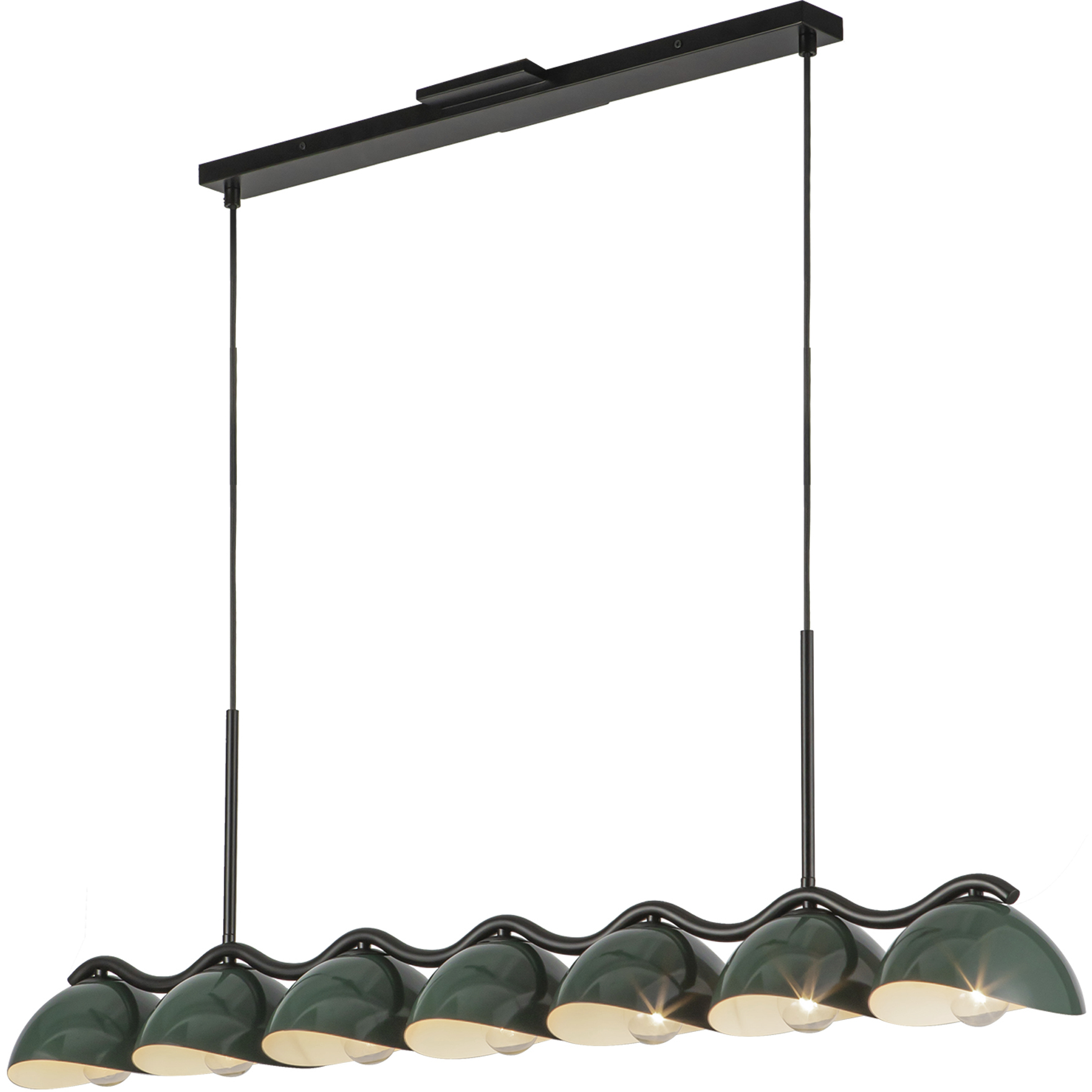 Atlas 7 Light 42.38 inch Black and Pine Green Linear Pendant Ceiling Light
