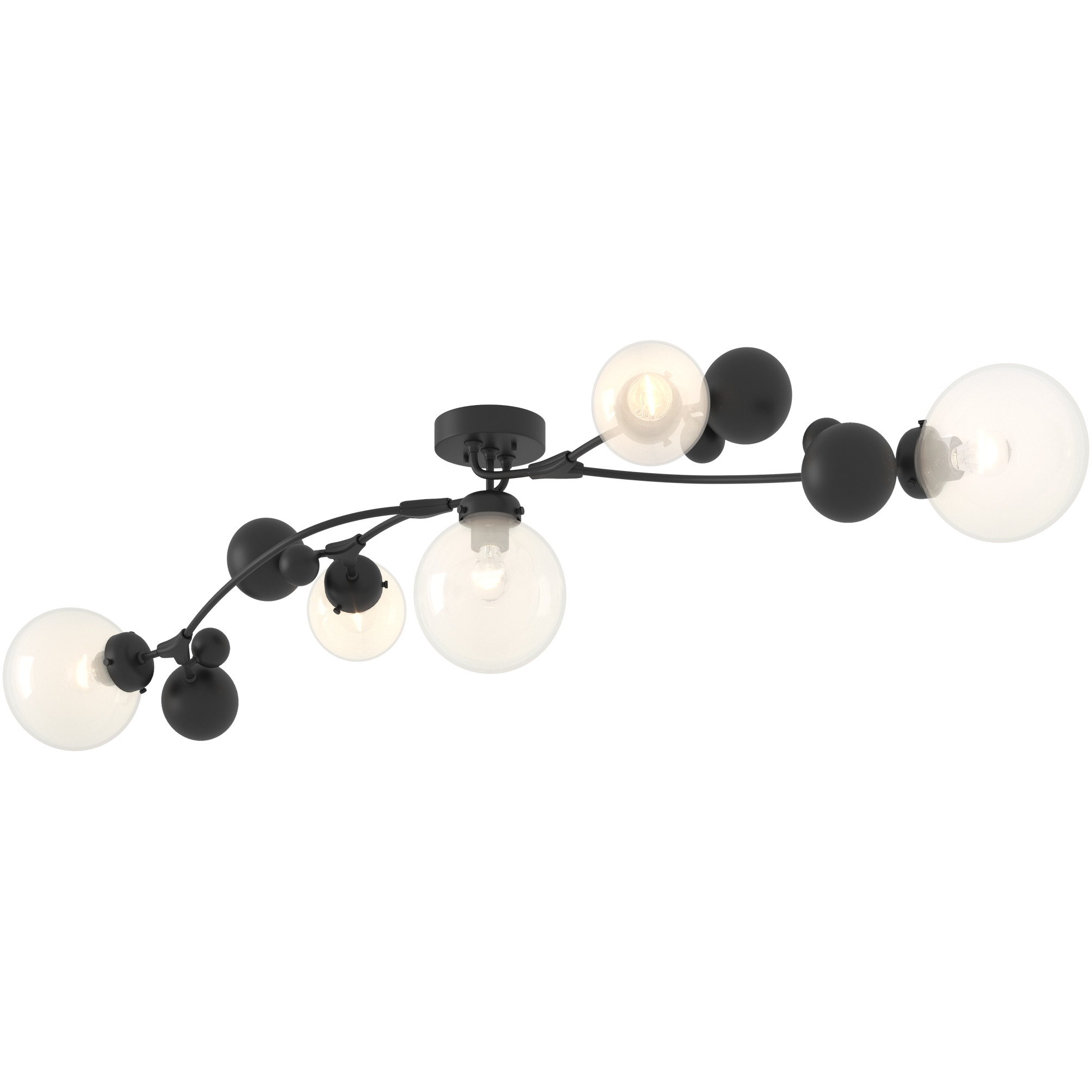Sprig 5 Light 21 inch Black Semi-Flush Ceiling Light in Opaline