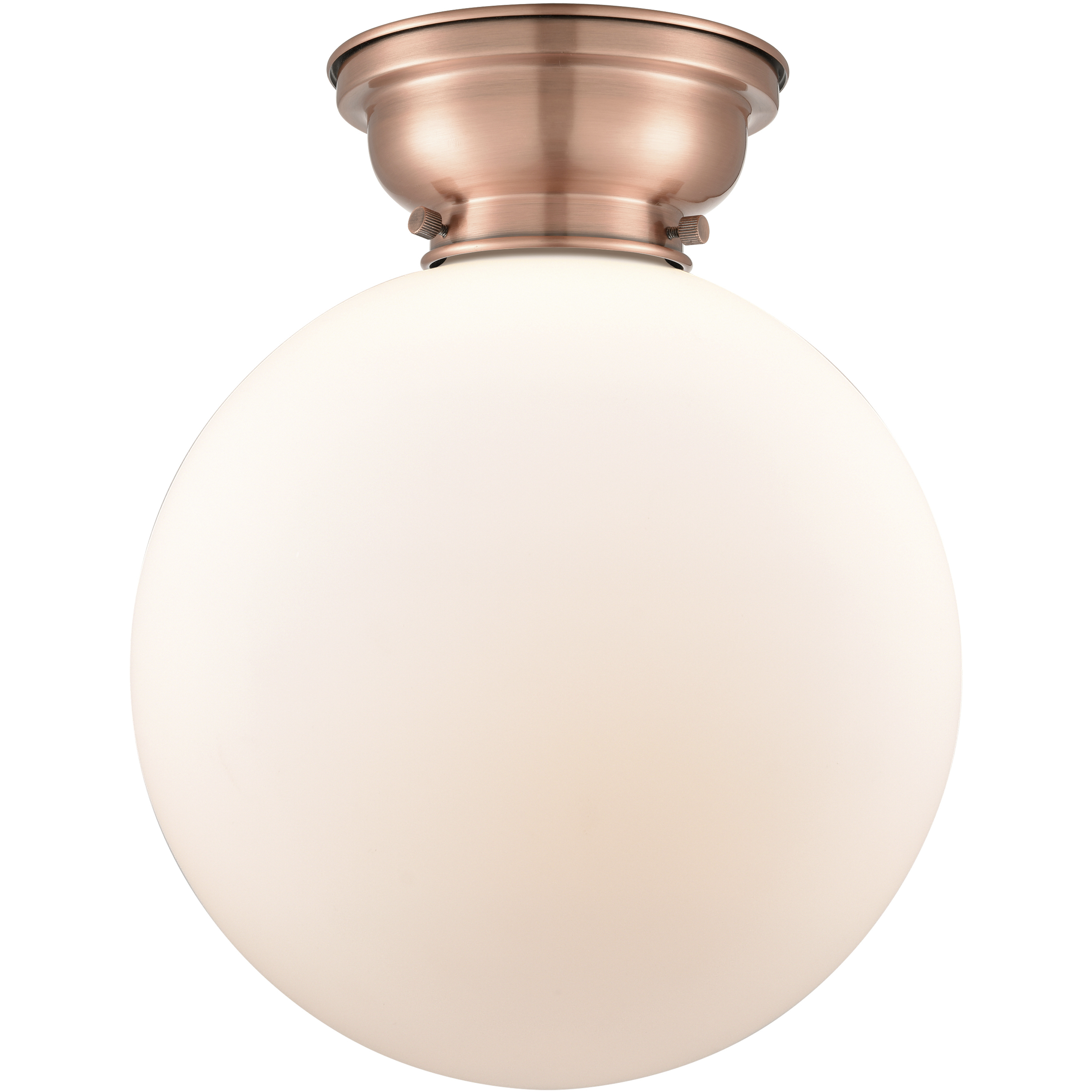 Aditi XX-Large Beacon LED 12 inch Antique Copper Flush Mount Ceiling Light in Matte White Glass, Aditi