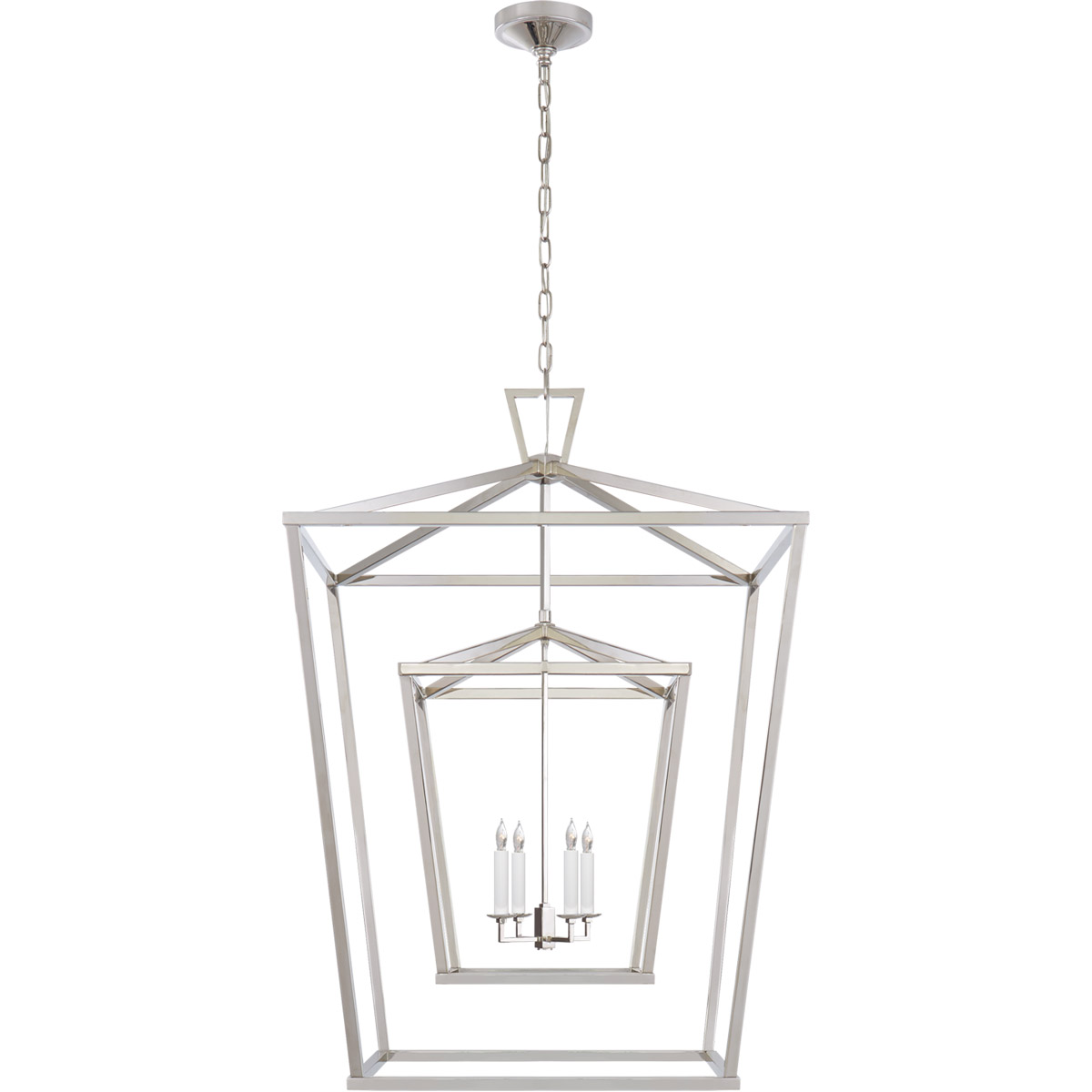 Chapman & Myers Darlana 4 Light 29 inch Polished Nickel Double Cage Lantern Pendant Ceiling Light, Extra Large