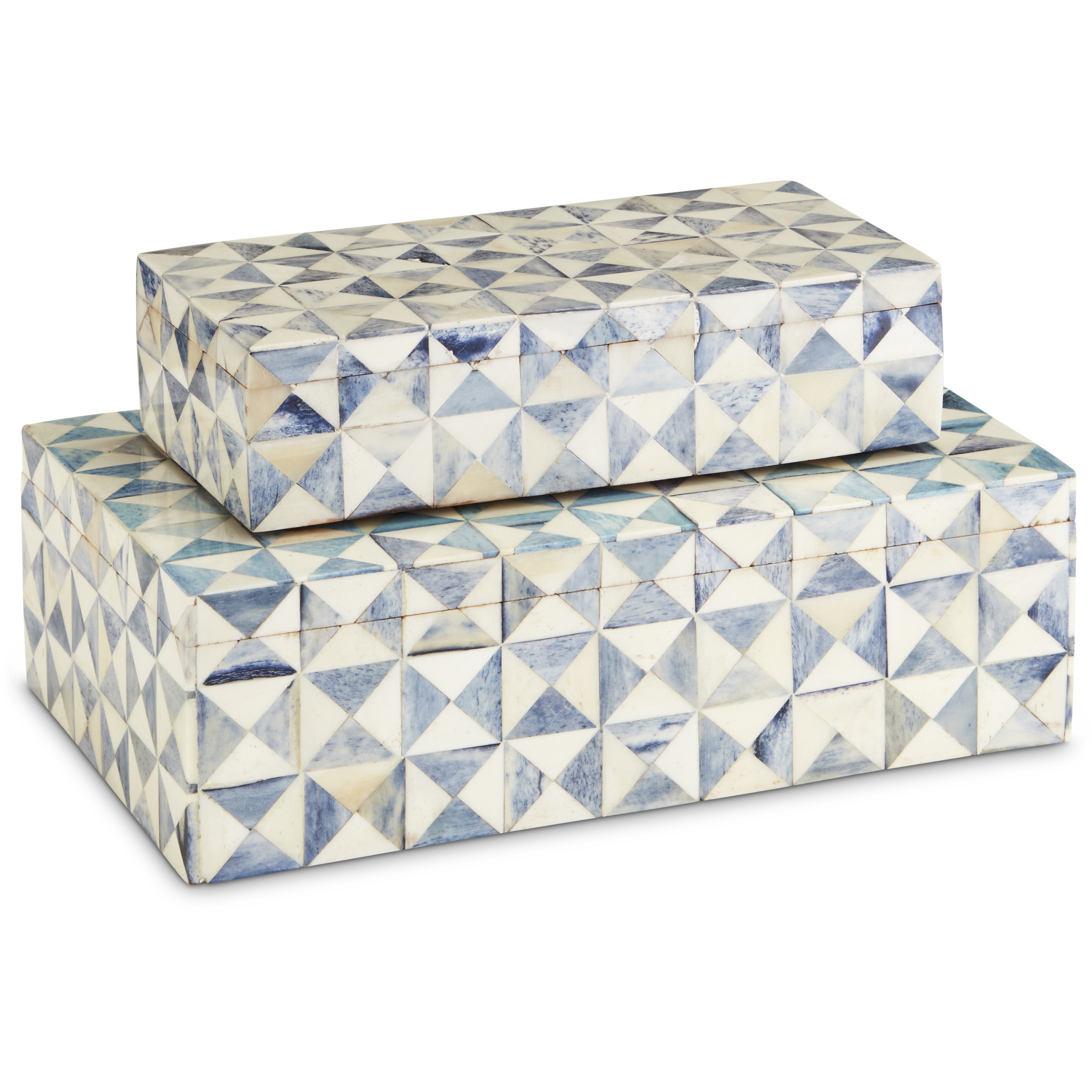Sky Blue 8 inch Blue and White Boxes, Set of 2