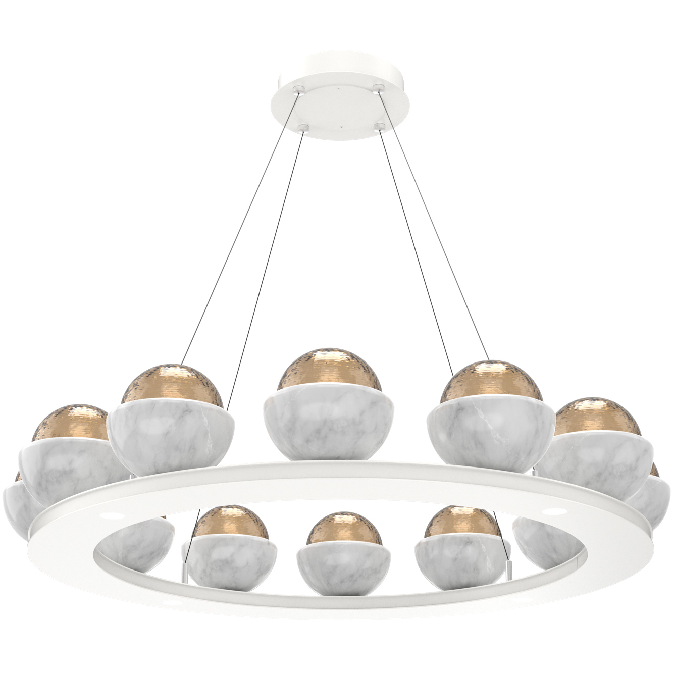 Cabochon LED 36.7 inch Salt White with White Marble Chandelier Ceiling Light in 3000K LED, Bronze, Medium