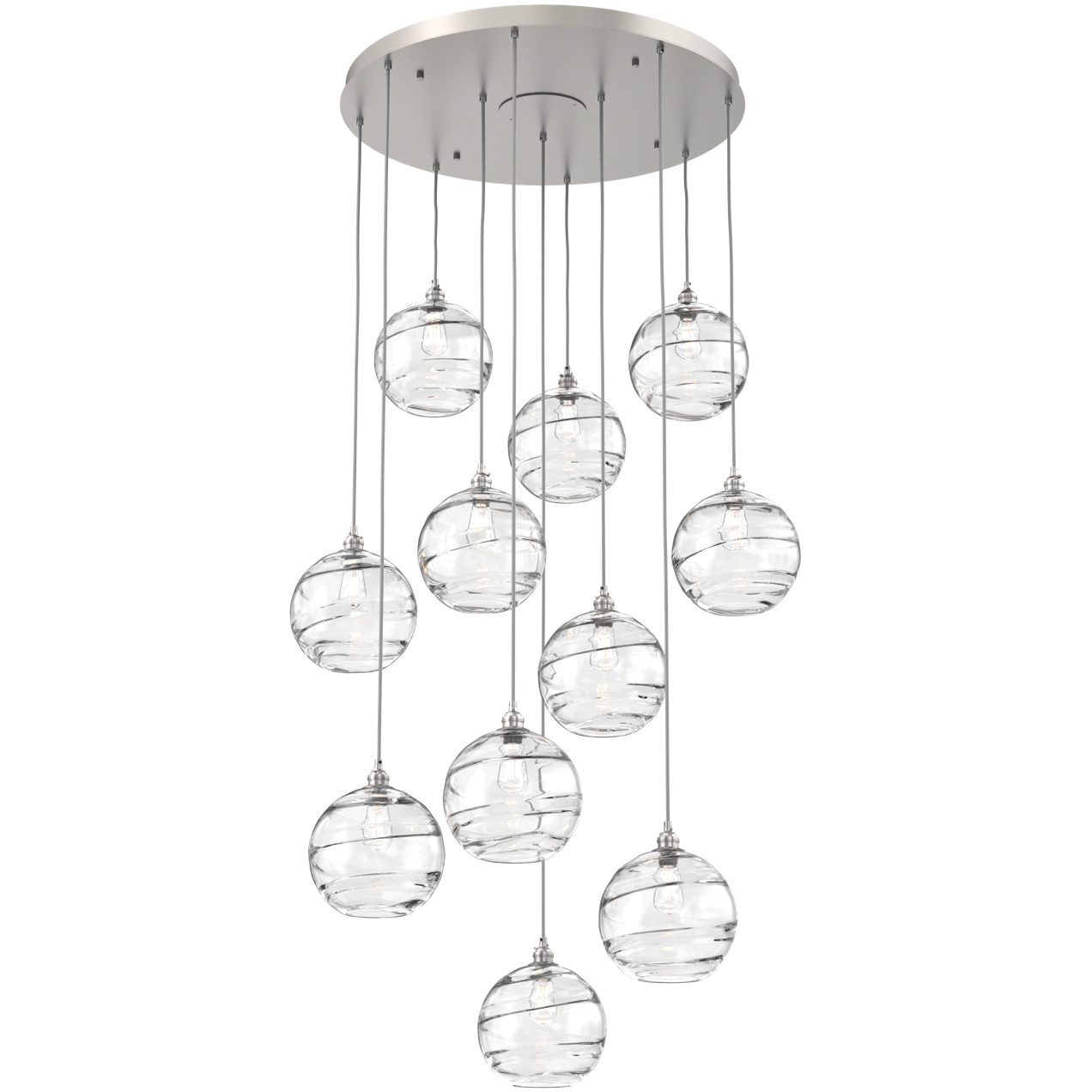 Terra 11 Light Beige Silver Chandelier Ceiling Light, Round Multi-Port