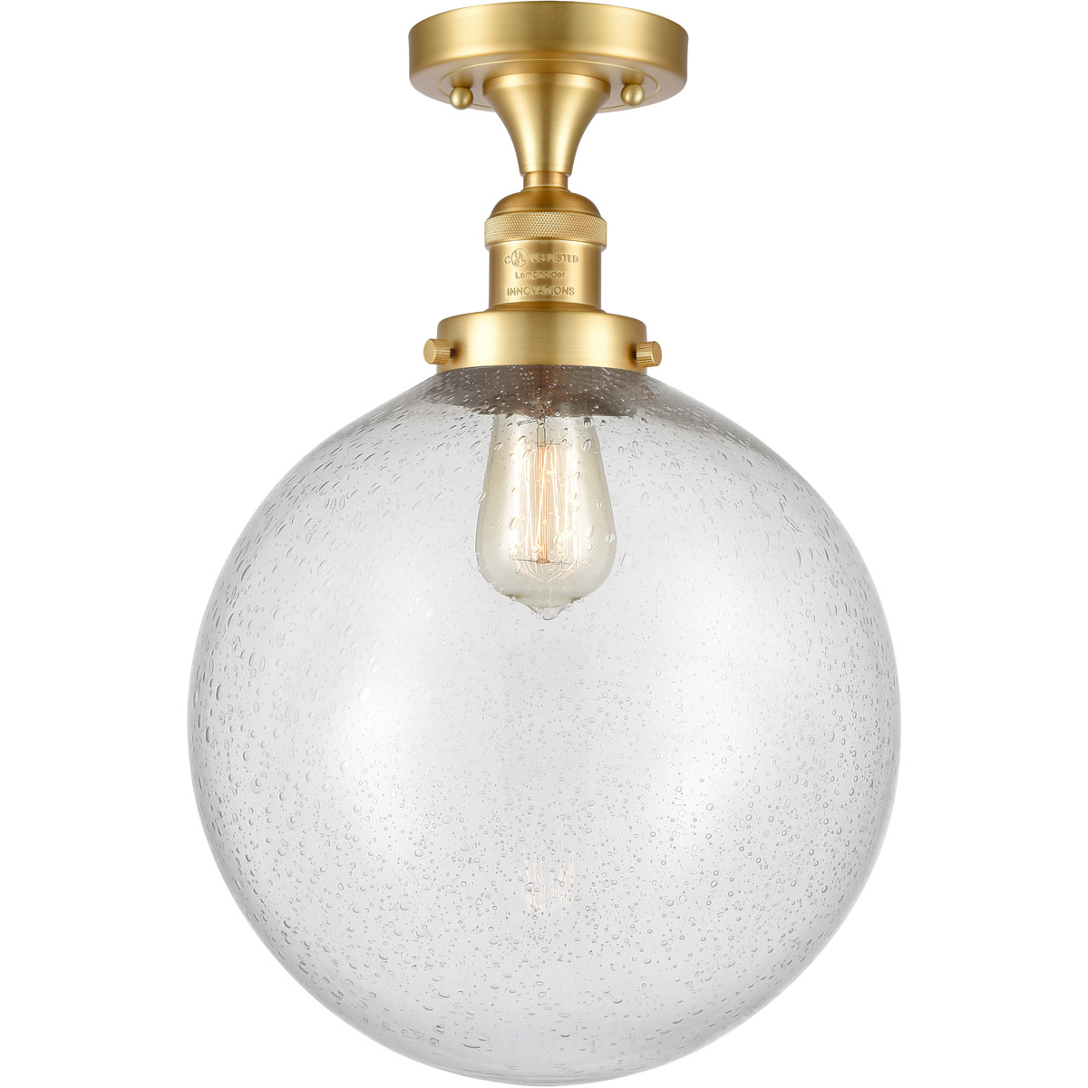 Franklin Restoration XX-Large Beacon 1 Light 12 inch Antique Copper Semi-Flush Mount Ceiling Light in Seedy Glass, Franklin Restoration