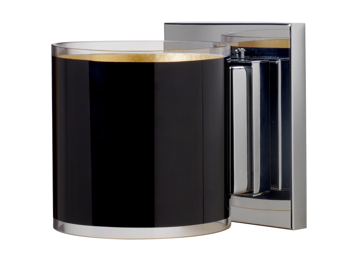 Pogo LED 5 inch Chrome ADA Mini Sconce Wall Light in Black/Inner Gold Foil Glass