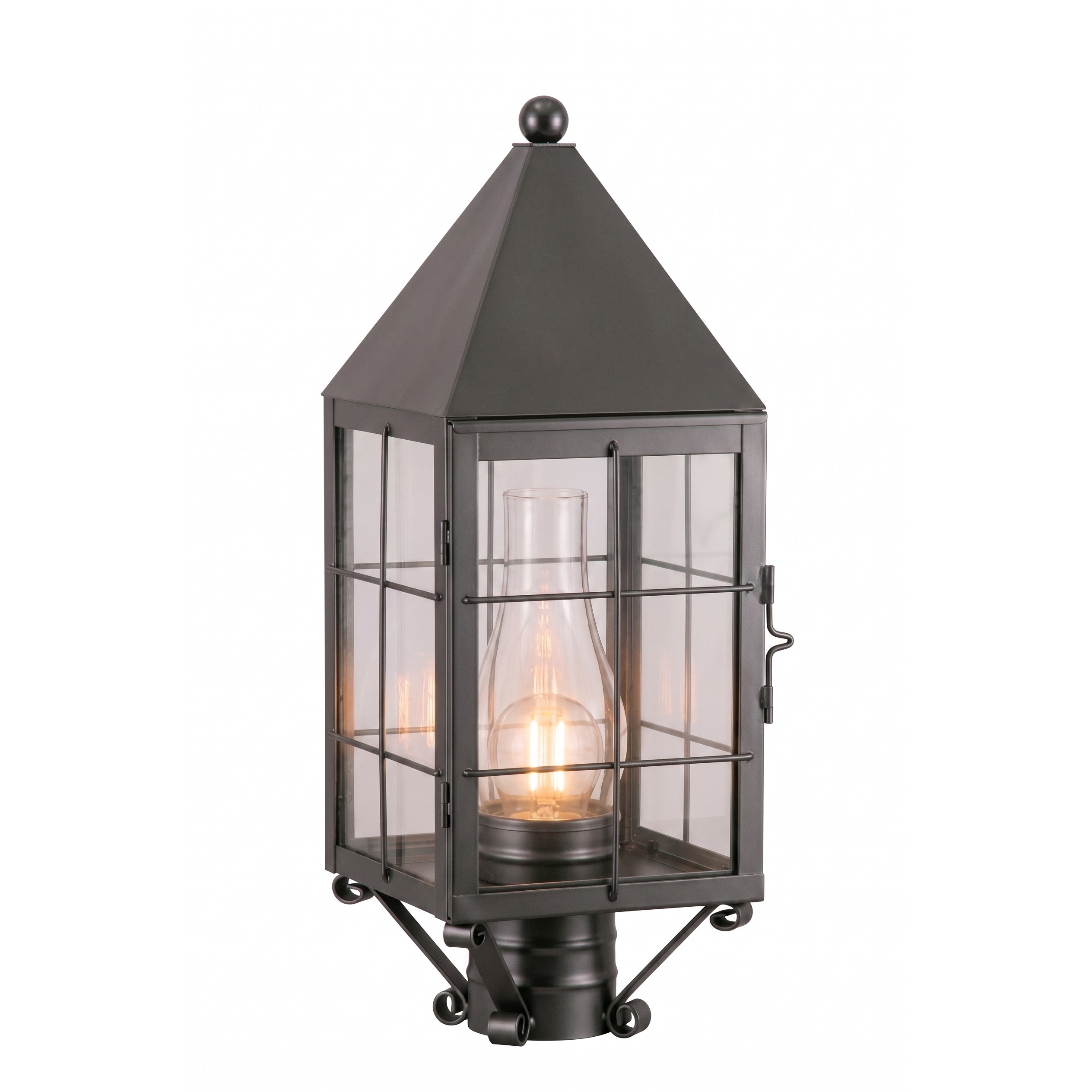 Ashford 1 Light 19.25 inch Gunmetal Post Lantern in Clear Glass, H Wire Pattern, Brass Traditions by Innovations Lighting