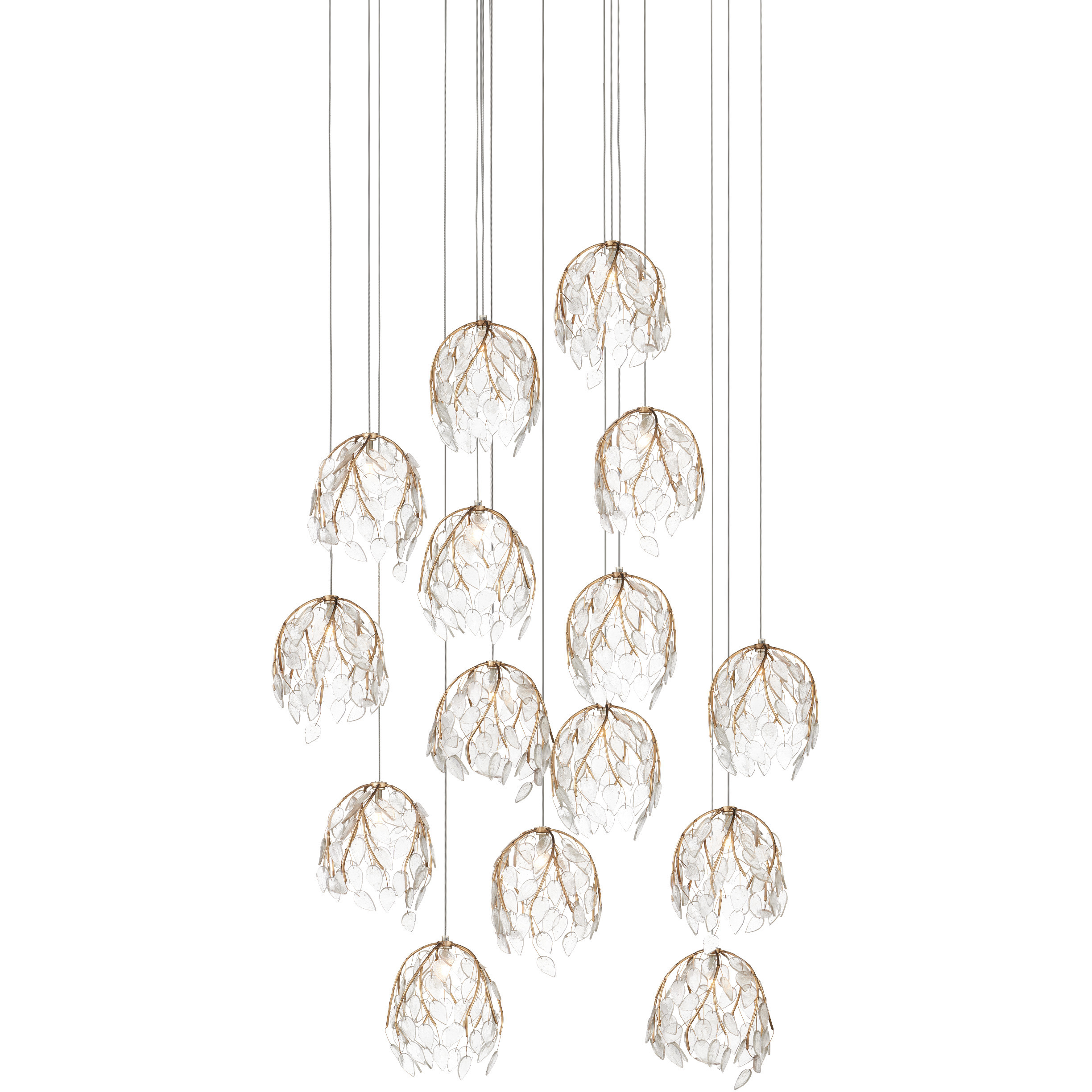 Banyan 15 Light 21 inch Antique Brass Multi-Drop Pendant Ceiling Light