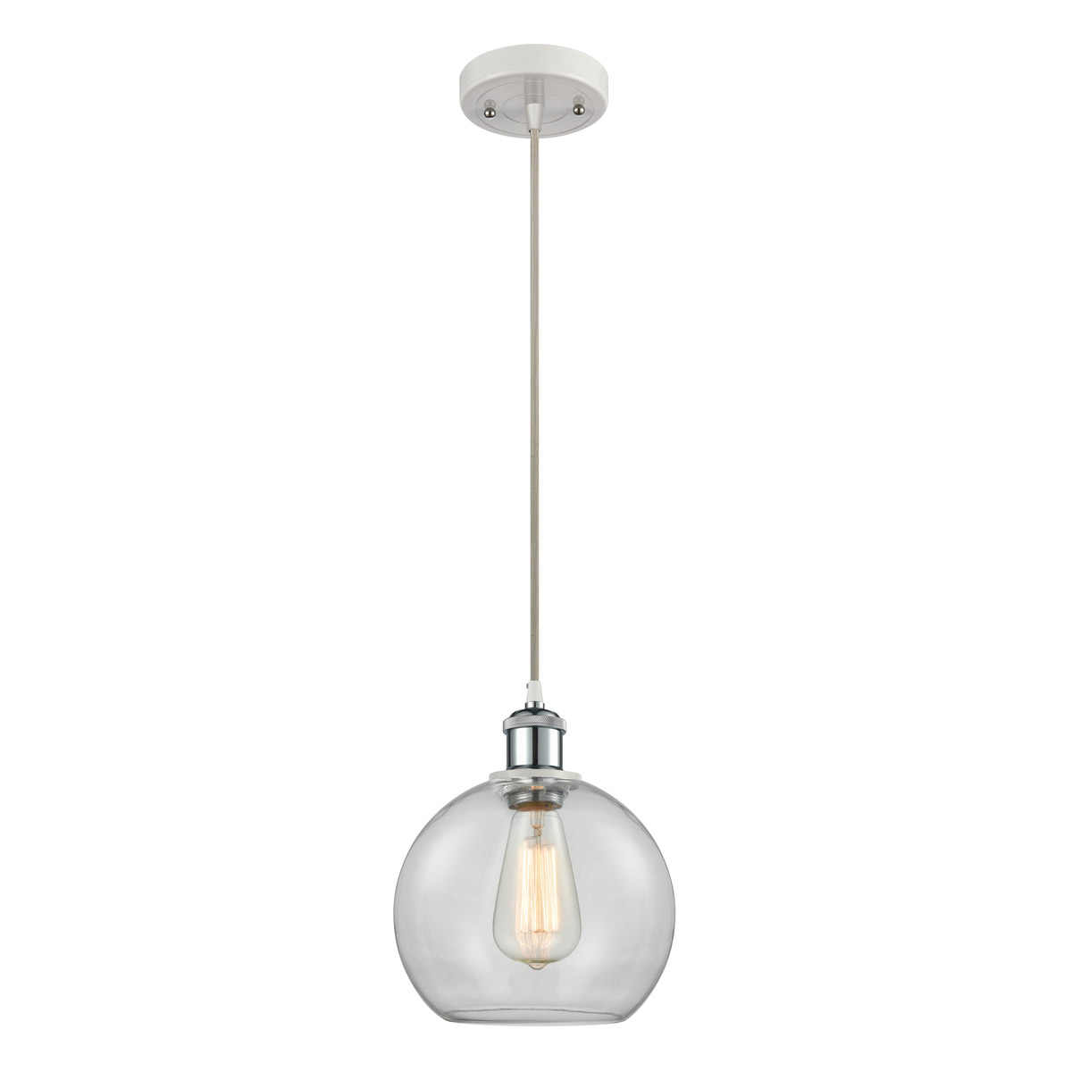 Ballston Athens LED 8 inch White and Polished Chrome Mini Pendant Ceiling Light in Clear Glass, Ballston