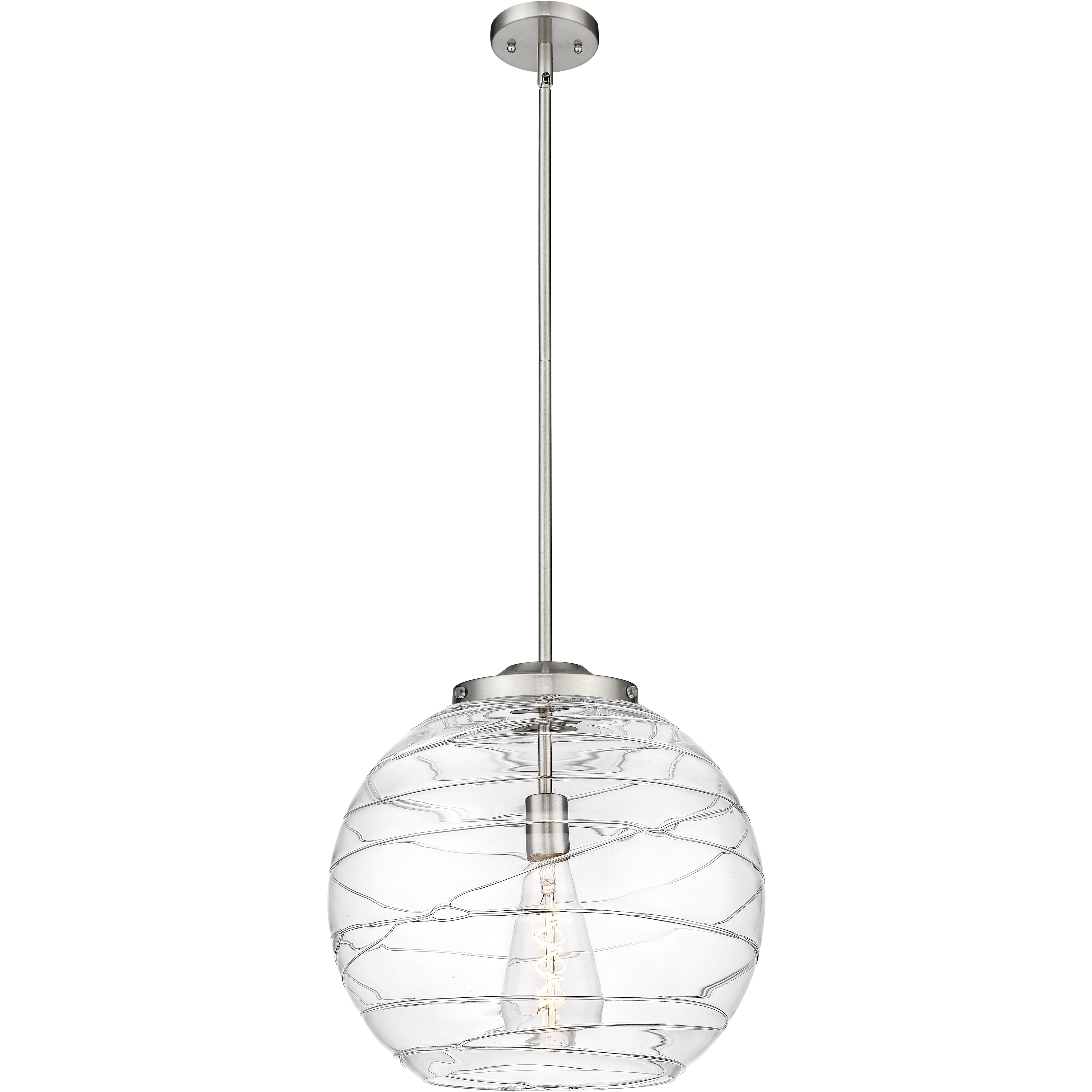 Ballston Athens Deco Swirl 1 Light 15.75 inch Brushed Satin Nickel Pendant Ceiling Light in Incandescent, Clear Deco Swirl