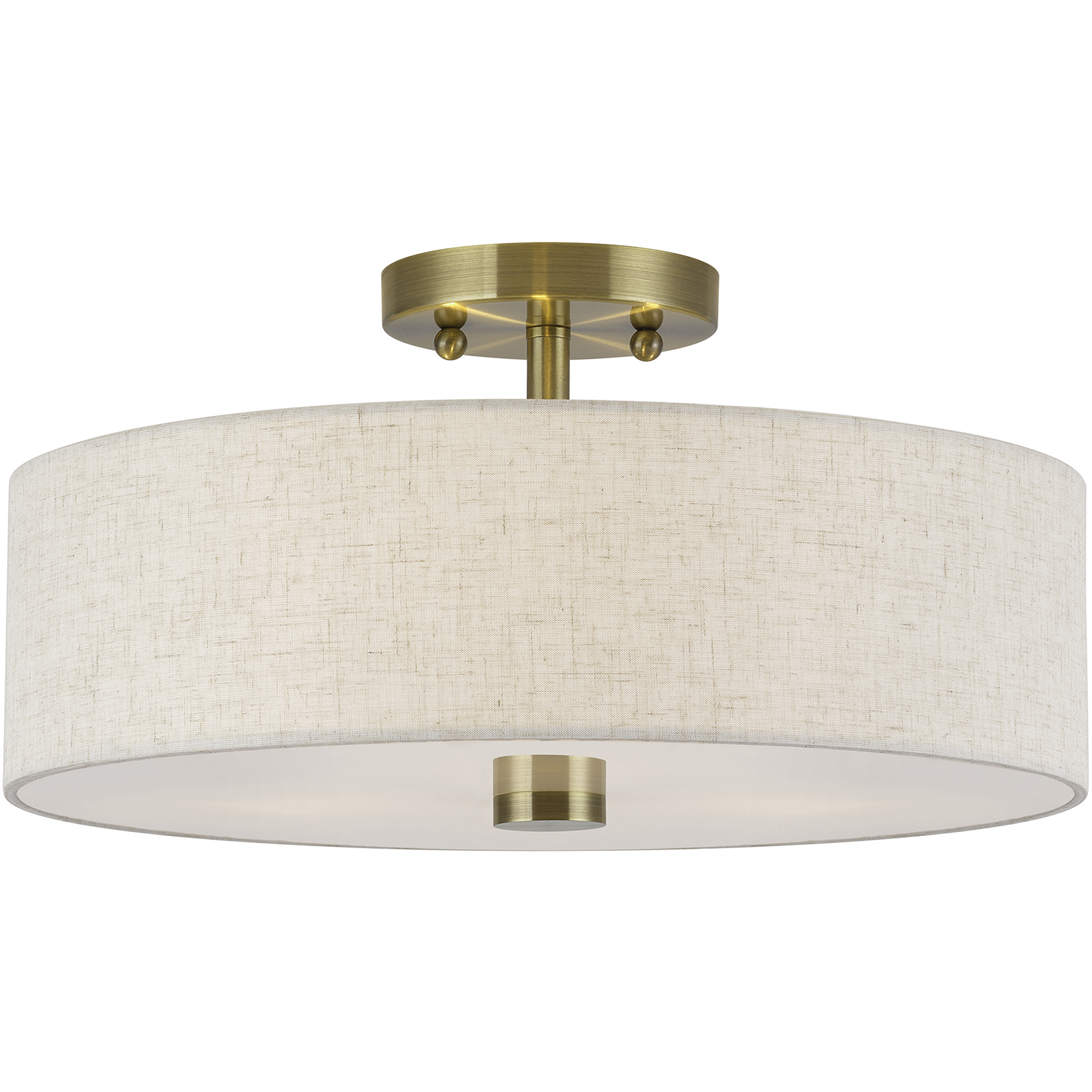 Monroe 3 Light 15 inch Antique Brass Semi Flush Mount Ceiling Light, Large