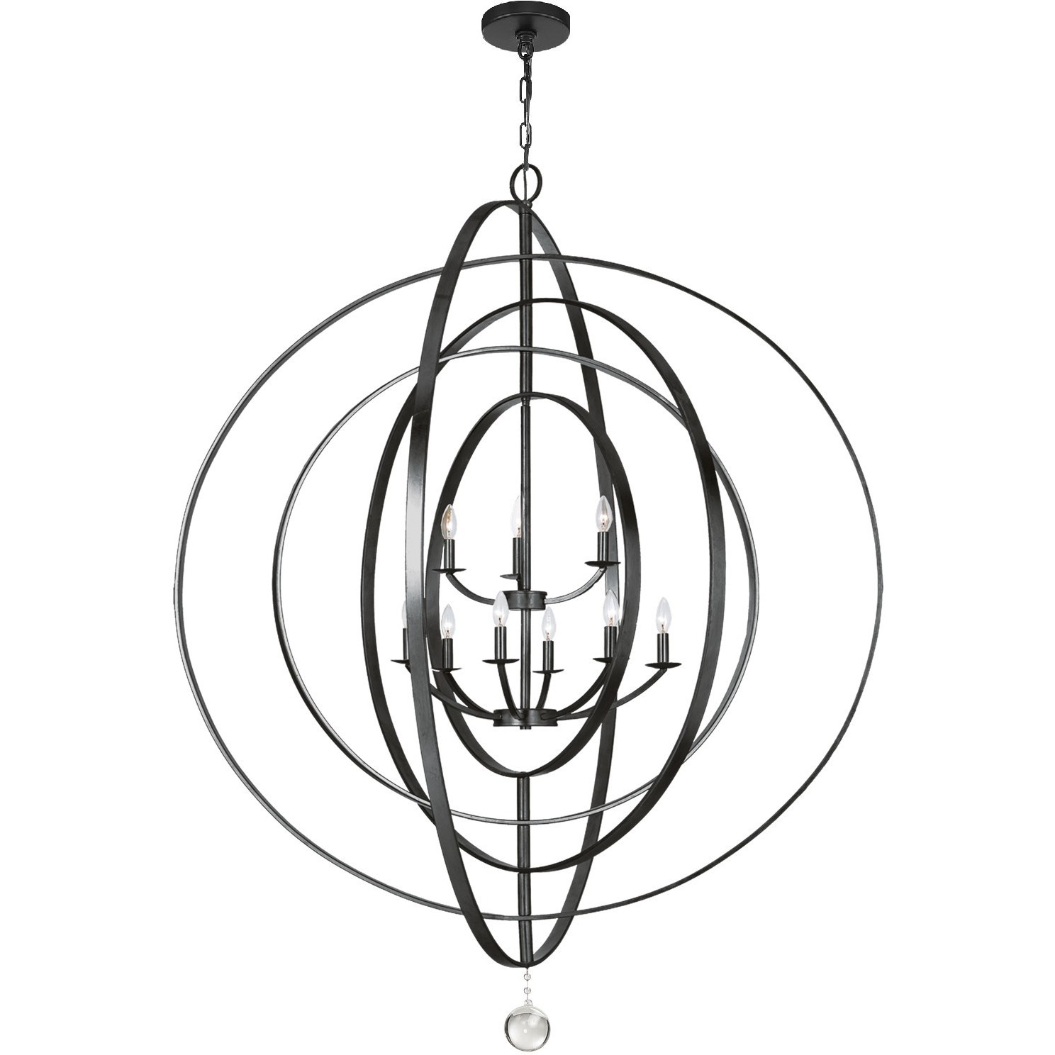 Luna 9 Light 48 inch Matte Black Chandelier Ceiling Light