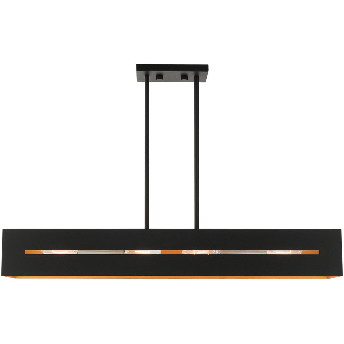 Soma 4 Light 36 inch Textured Black with Brushed Nickel Accents Linear Chandelier Ceiling Light