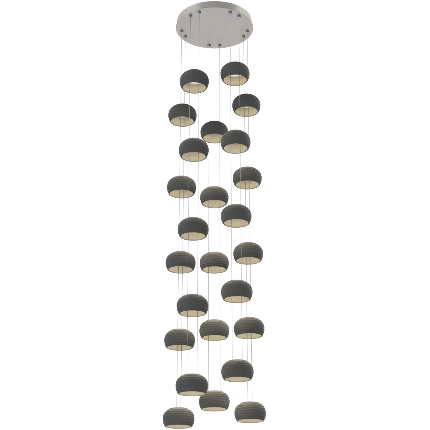 Torno LED 20 inch Metallic Beige Silver with Charcoal Stack Multi-Pendant Ceiling Light