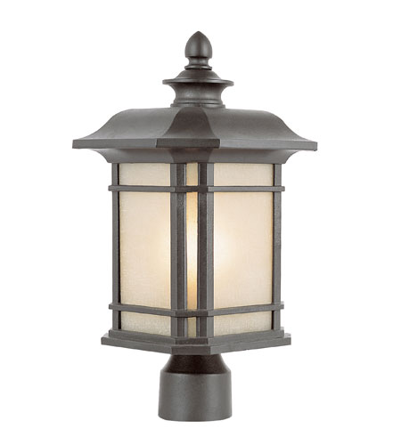 Corner Window 1 Light 14 inch Rust Outdoor Postmount Lantern