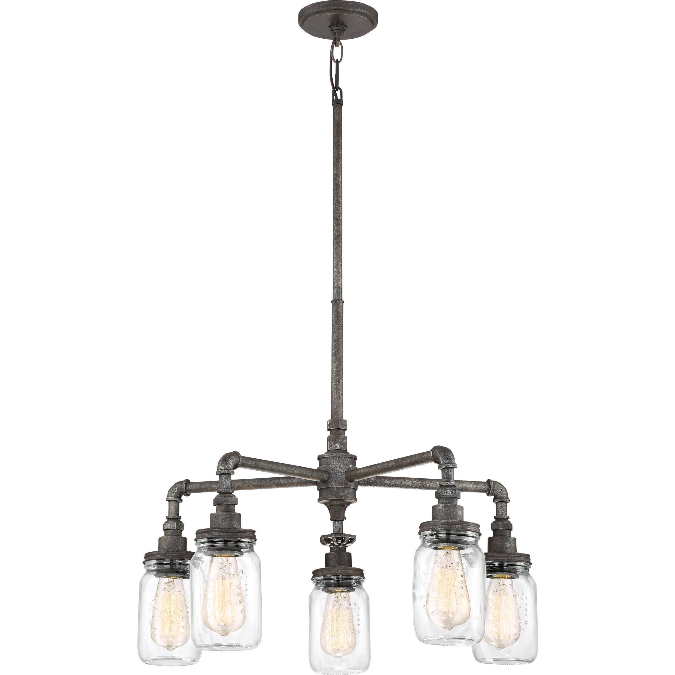 Squire 5 Light 26 inch Rustic Black Chandelier Ceiling Light